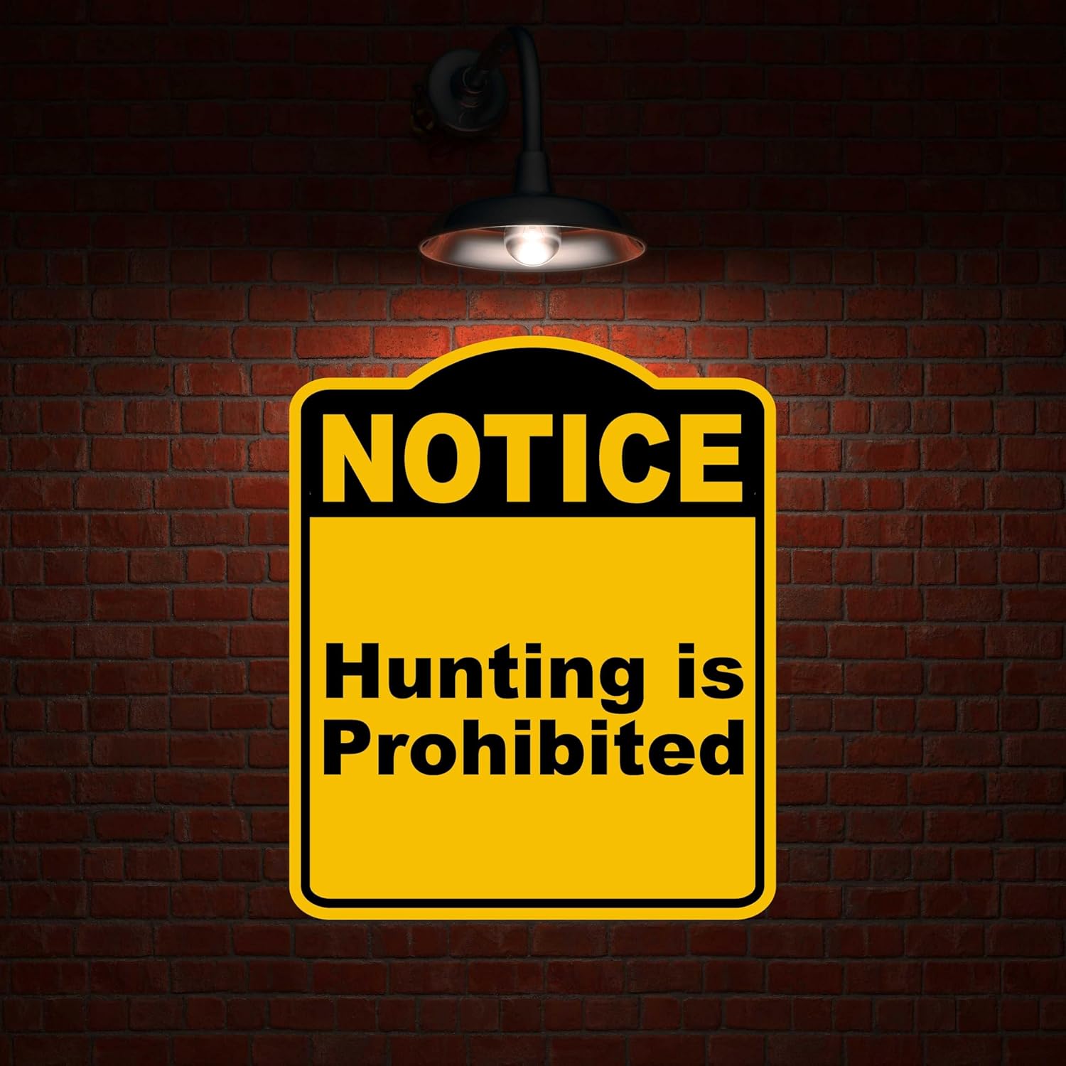 Hunting is Prohibited Notice Yellow Black Aluminum Composite Sign 20 x 24 inches