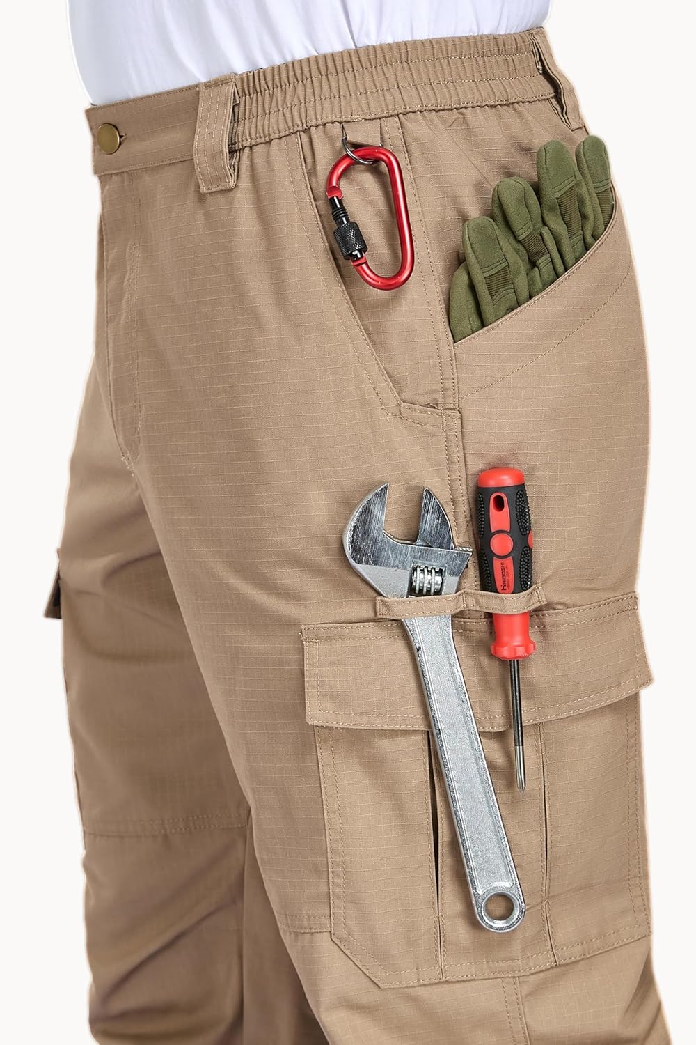 HDL Men's Work & Tactical Pants, Ripstop Water Resistant Cargo Pants, Lightweight Breathable Hiking Pants with Multi-Pockets