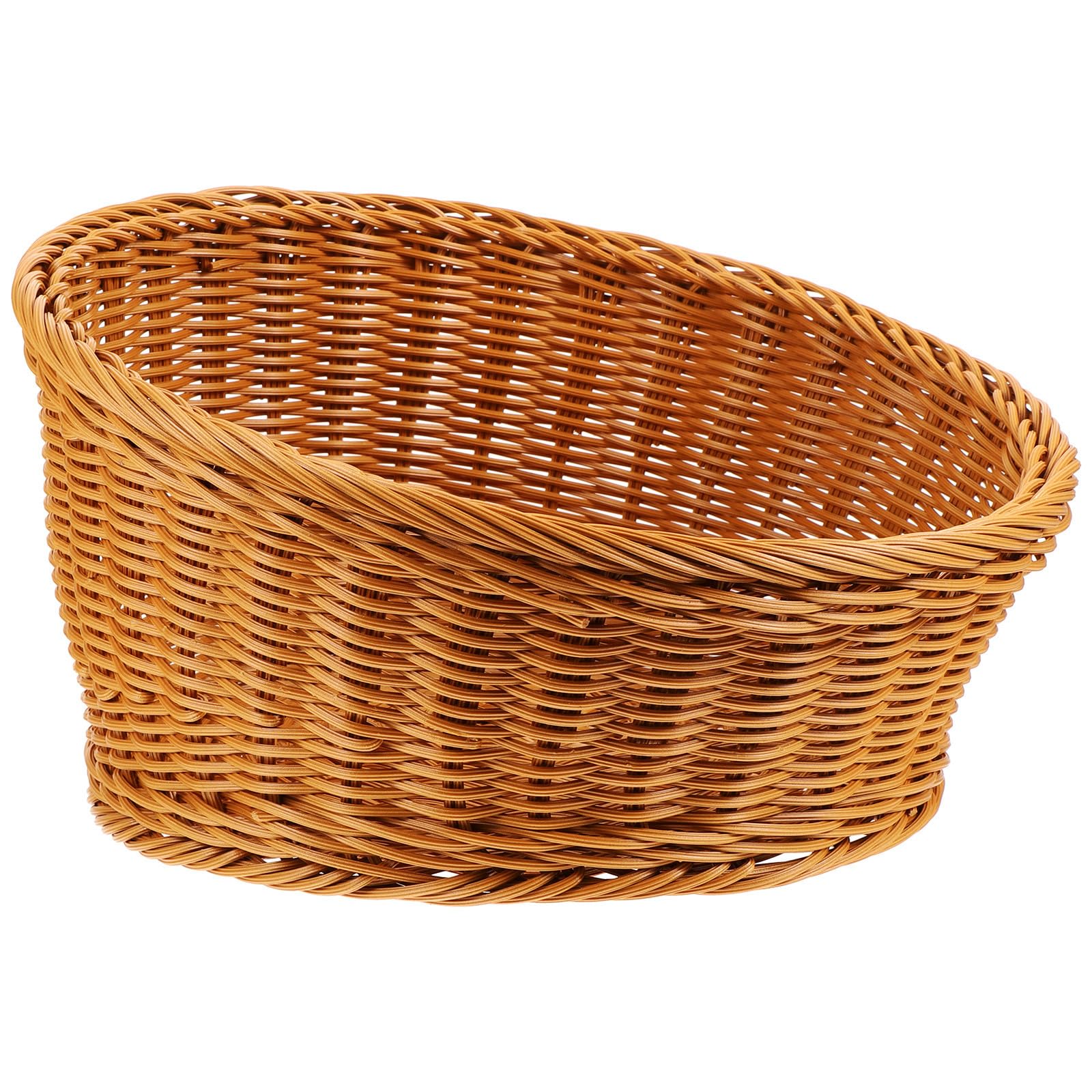 Cesto da Tavolo Intrecciato in Rattan Sintetico Resistente per Cucina Design Artigianale Pratico e Rustico, per Conservare Oggetti in Hotel come Ornamento