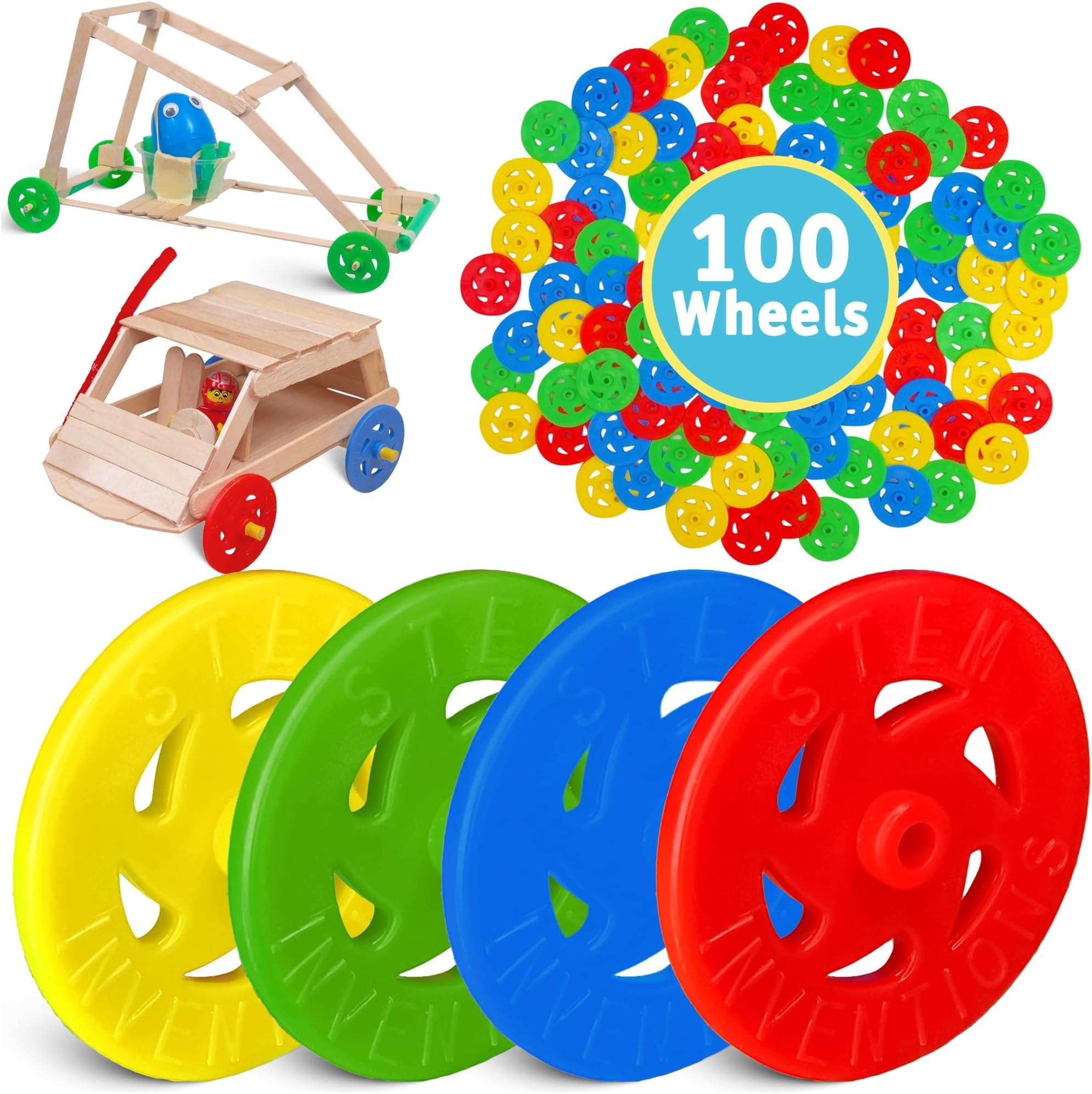 Plastic Project Wheels with 1/8" Hole - Pack of 100 pcs