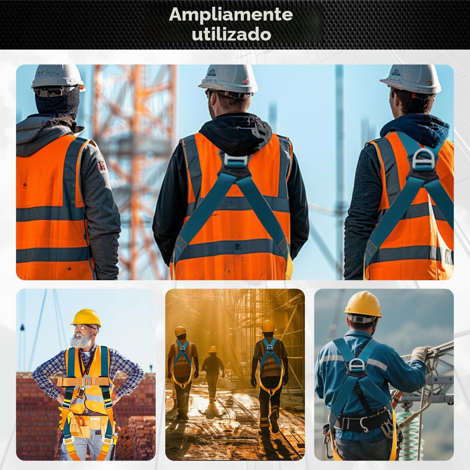 Arnés de seguridad integral con absorbedor de energía, doble cuerda de 1,8 m, ajustable, Carga máxima 140 kg, EN 361/354/355, protección contra caídas para hombre techos, escalada y trabajos en altura