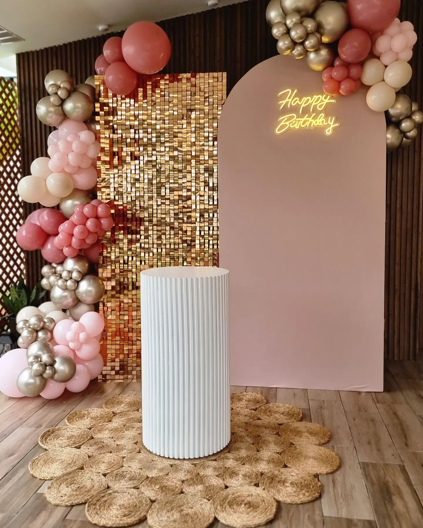 Kate Schimmernde Wand Hintergrund Gold Quadratisch Pailletten Glitzer Foto Hintergrund Paneel Dekoration für Geburtstag Party Hochzeit Jahrestag 30×30 cm (12 STK.)
