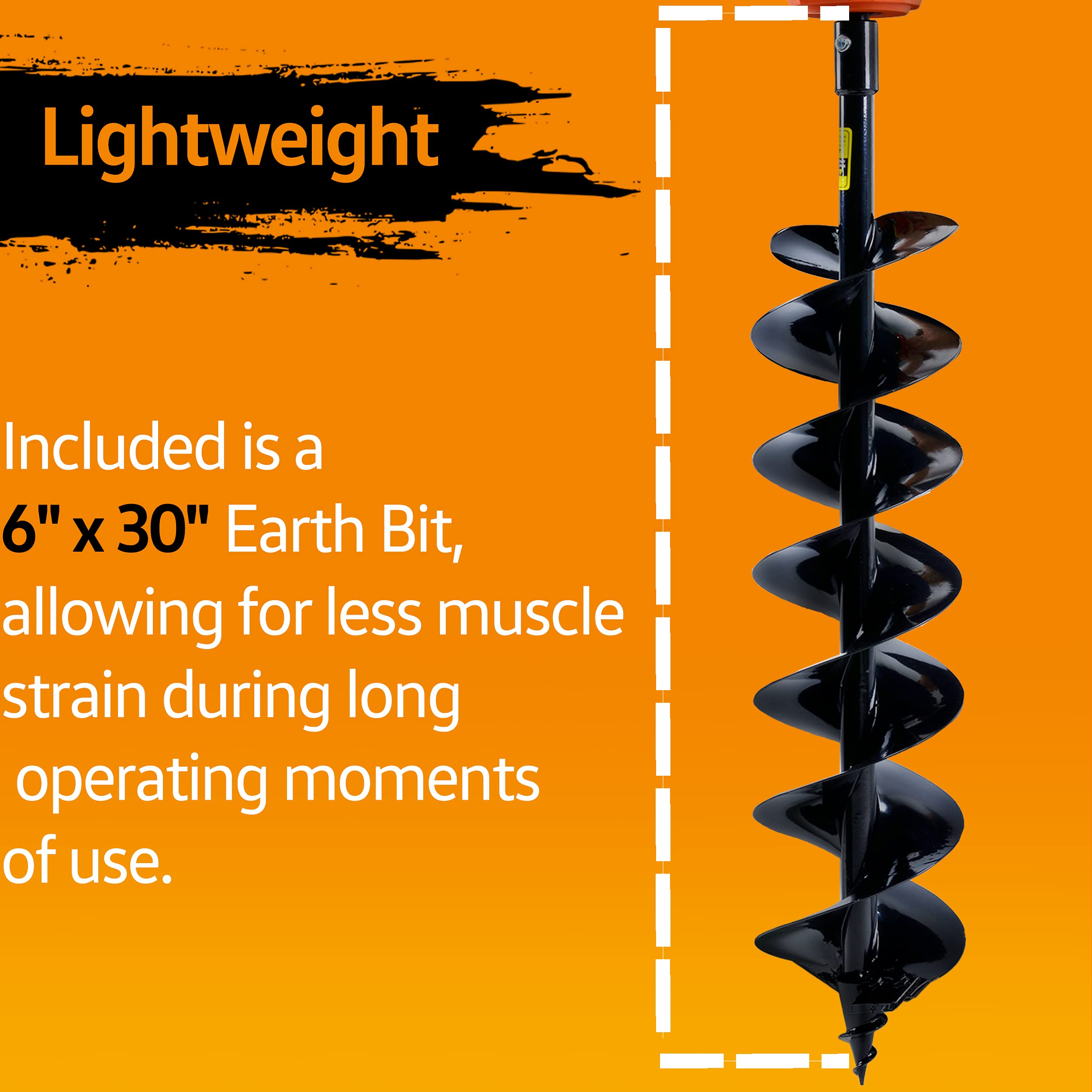 SuperHandy Earth Auger Power Head w/Steel 6"x30" Bit Ultra Duty Eco
