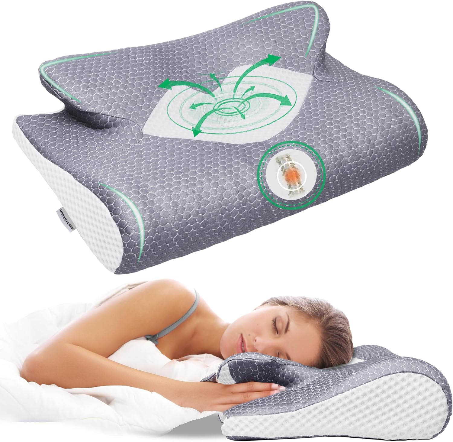 Urban Flare Memory Foam pillow-Ergonomic Pillow for neck and shoulder pain, Butterfly shaped Hollow design Orthopedic Pillow for side sleepers, Back and Stomach Sleepers Urban Flare Memory Foam pillow-Ergonomic Pillow for neck and shoulder pain, Butterfly shaped Hollow design Orthopedic Pillow for side sleepers, Back and Stomach Sleepers