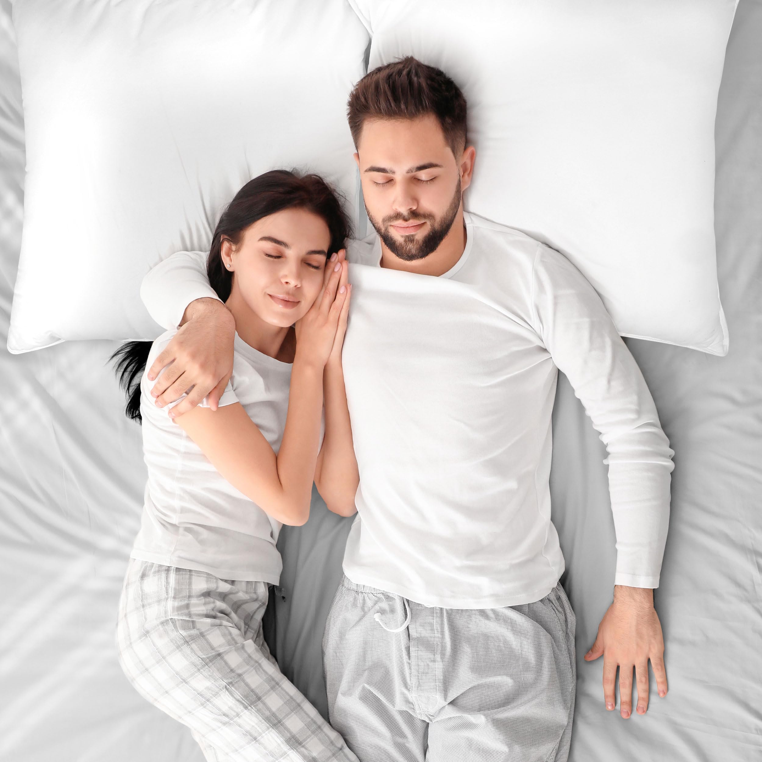 Utopia Bedding Cuscini Letto (Set di 2), 80 x 80 cm Guanciali Letto Coppia, 3D Fibra di Poliestere (Bianco)
