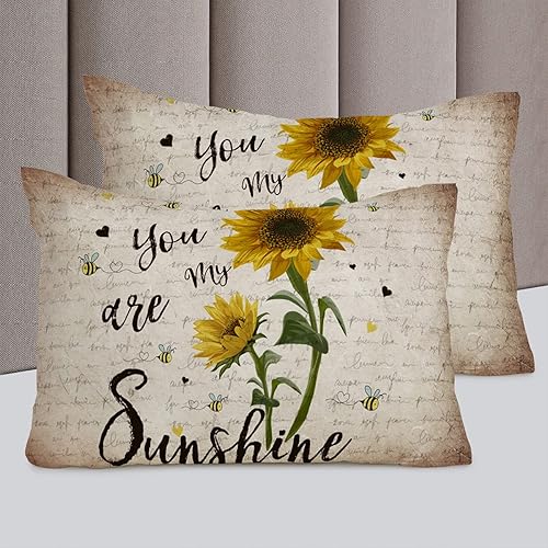 Miniatura 5 de Juego de fundas de edredón Queen con diseño de girasol, eres mi sol, juego de funda de edredón de 4 piezas, juego de ropa de cama suave de