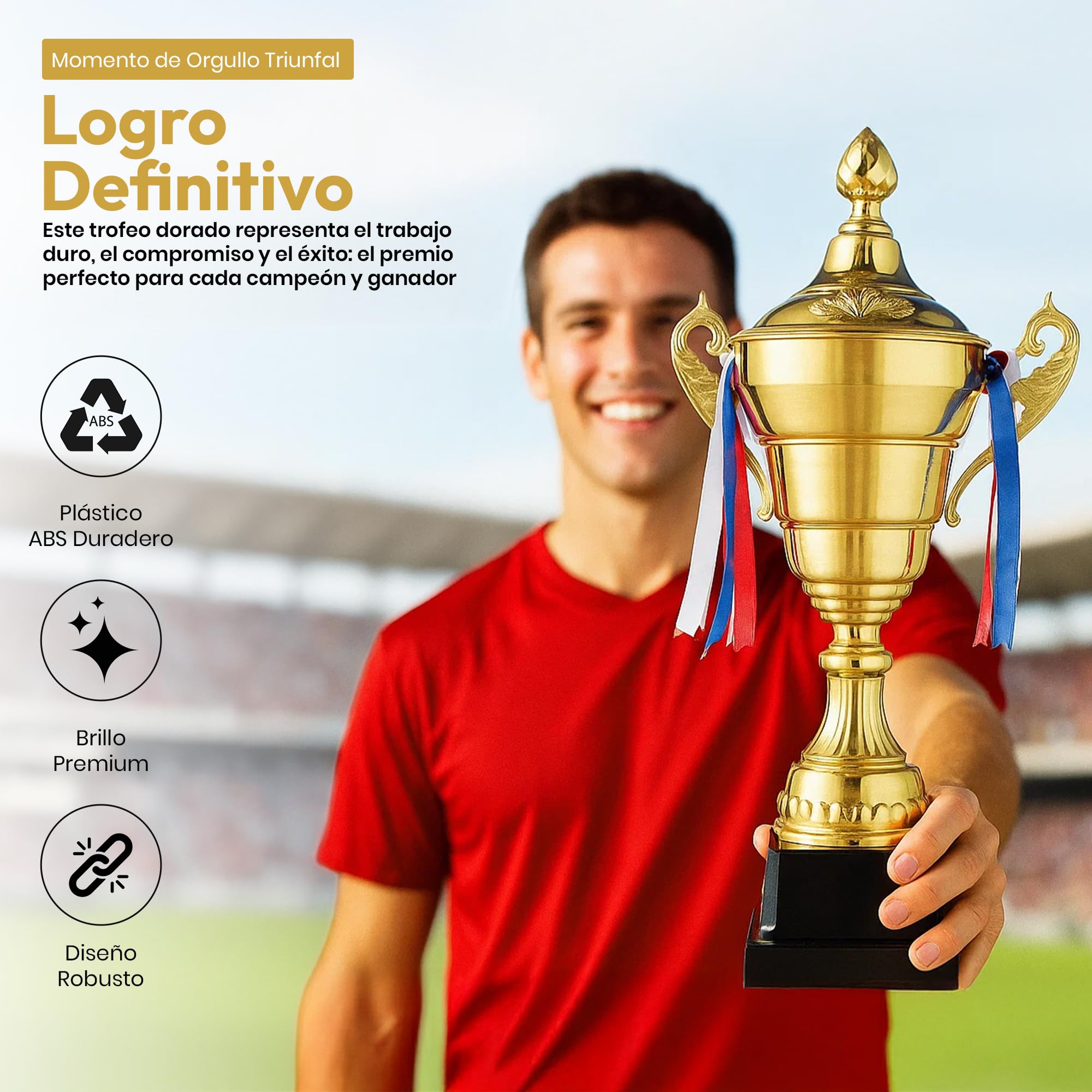 Copa de Oro XXL Taza de Ganador con Tapa 36 cm Trofeo Personalizable