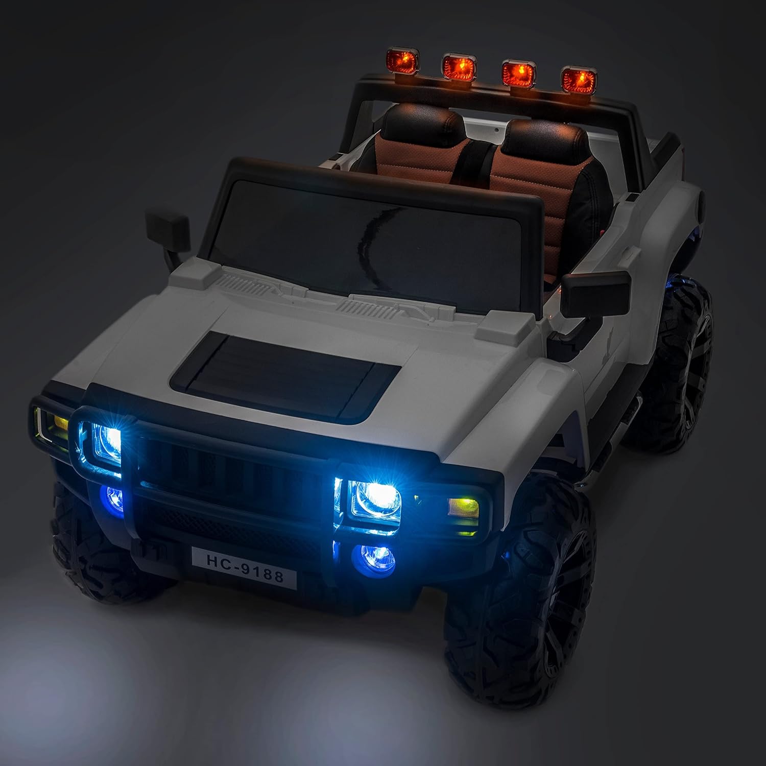 SUPERtrax Warrior Kid's Ride On Truck, 12V Battery Powered, Parent Remote Control, LED Lights - Frost White
