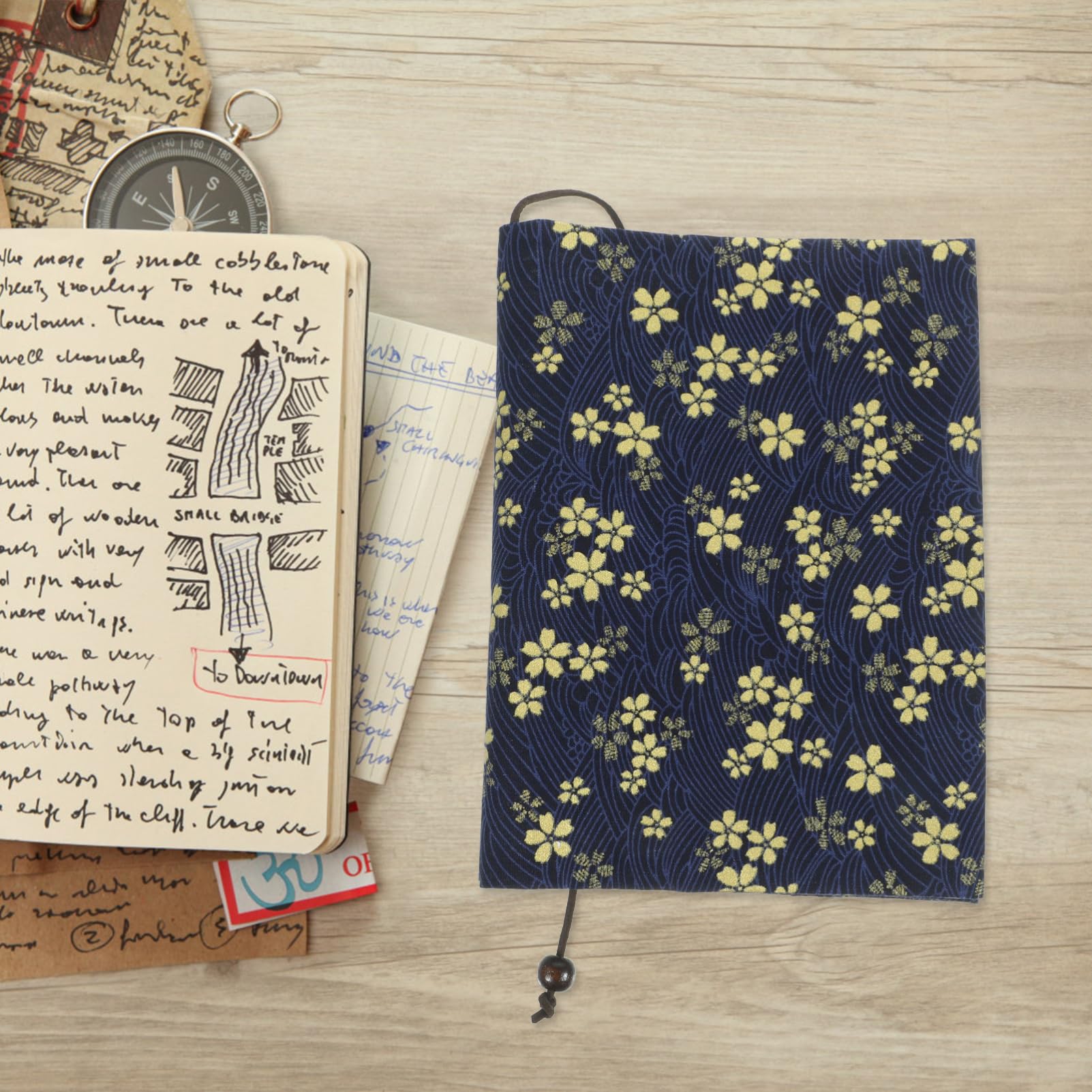 VILLCASE 5 Pièces couverture de livre en tissu fait main toile de livre pour la reliure Couverture du livre bookcase protège cahier Protège-cahier protège-livres tissu de livre chiffon Navy