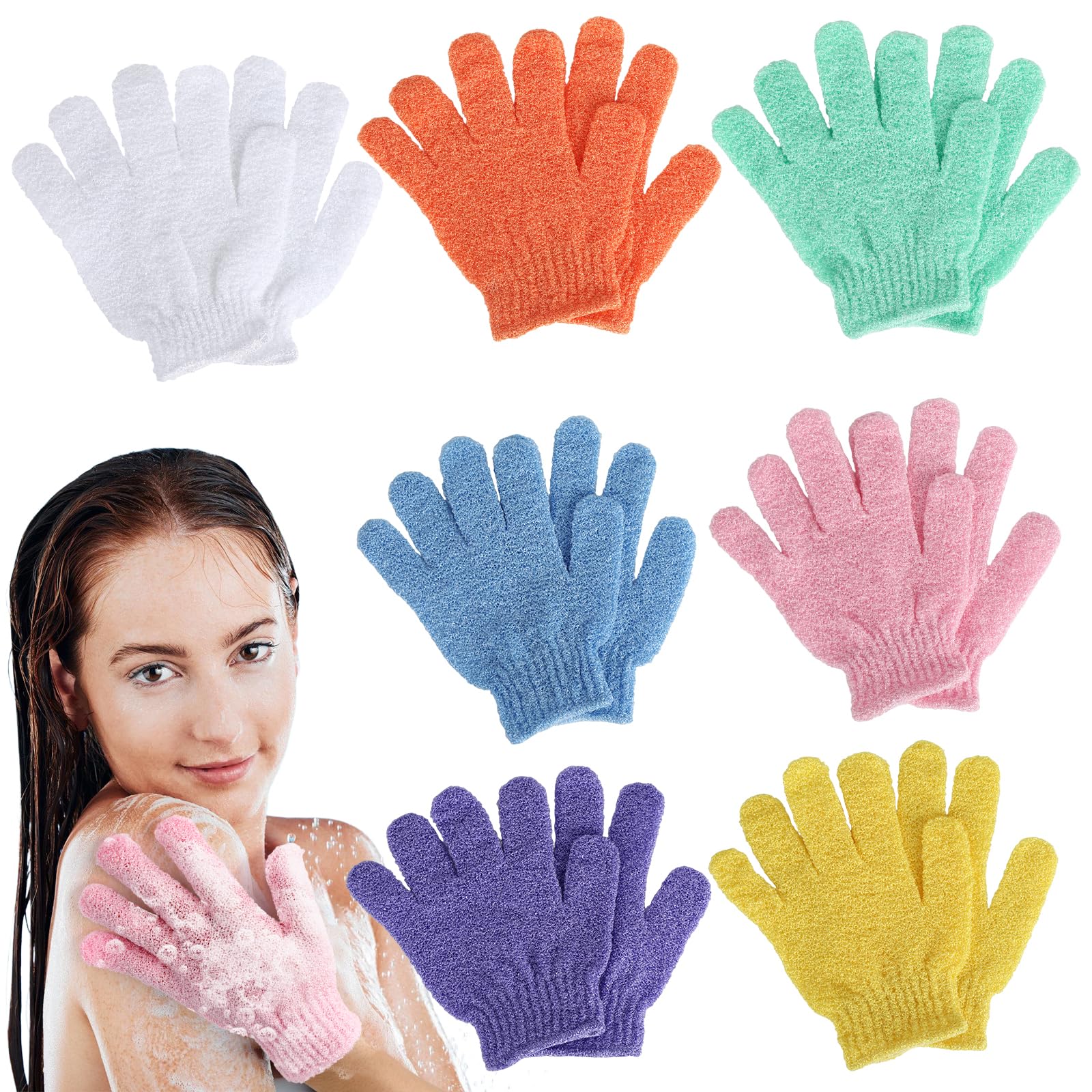 Yaunming 14 Stück Peelinghandschuh, Kese Handschuh, Exfoliating Gloves, Handschuh Körperpeeling, Body Scrub, Körper- und Gesichtspeeling, für Duschen und SPA-Anwendungen Kosmetik