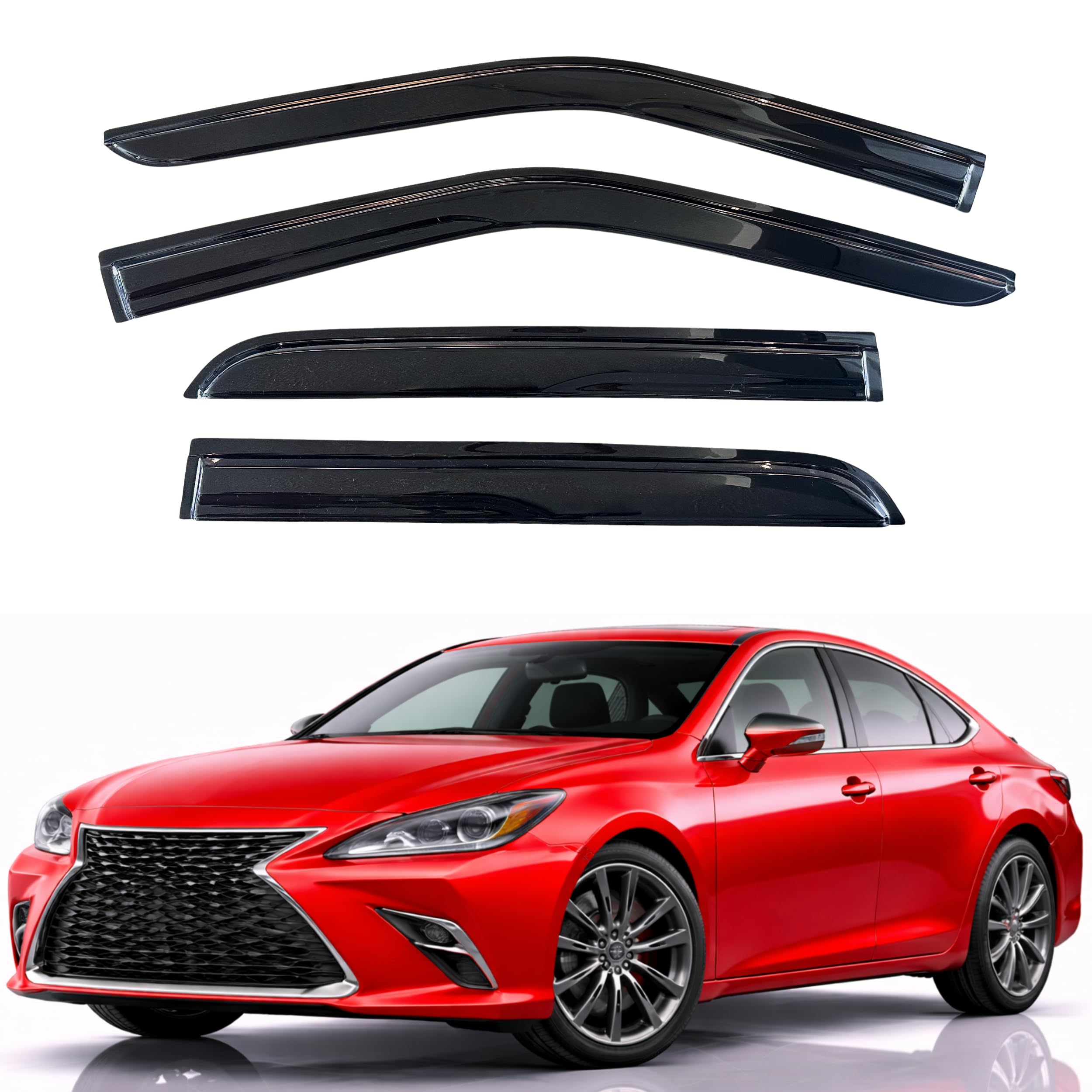 KPY Rain Guards Fit for 2019-2025 Lexus ES300h ES350, Out-Channel Window Visors Vent Wind Deflectors 4PC, Car Accessories for 2019-2025 Lexus ES Series