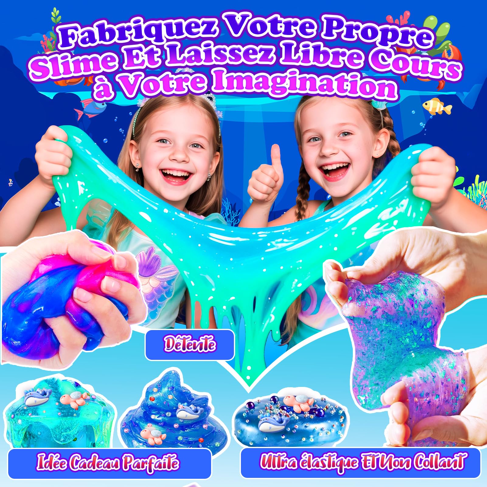 iKidiki Slime Enfant, Jouet Fille 6 7 8 9 10 11 12 Ans Galaxy Slimes Cadeau Fille 6 7 8 9 10 11 12 Ans Slime Fluffy Jouet Garcon 6-12 Ans Slimes Kit Activite Manuelle Filles 6-12 Ans