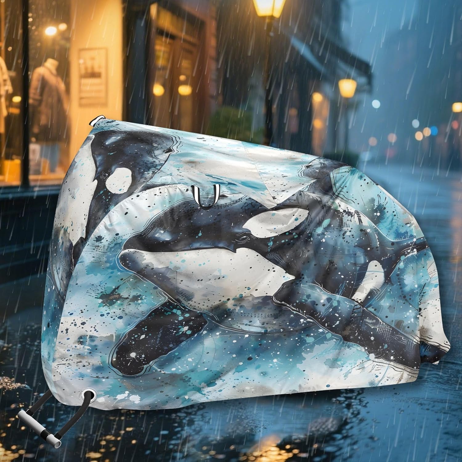ALAZA Killer Whale Watercolour Bike Cover Waterproof Outdoor Ebike Bicycle Covers Tarp Protection for 1/2 Bikes, Sun UV Dust Wind Proof