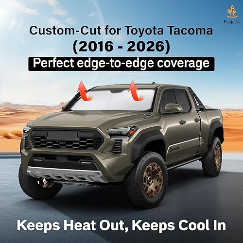 Miniatura 2 de EcoNour - Parasol plegable para parabrisas de Toyota Tacoma 2016-2025 2026, accesorios para camioneta de 2 puertas y 4 puertas, protector de visera