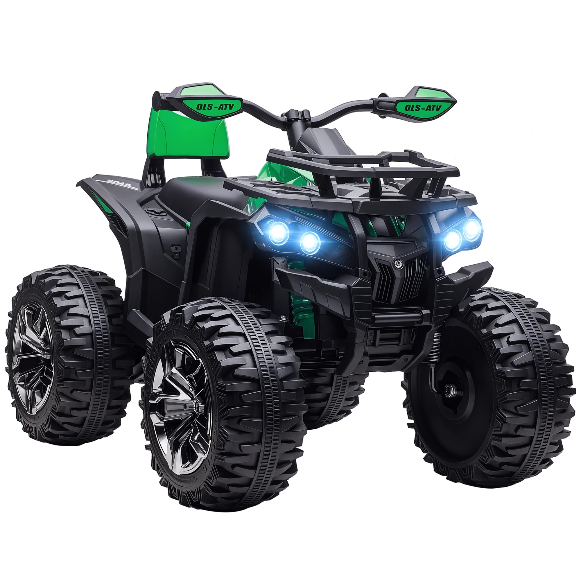 HOMCOM 12V Quad Elettrico per Bambini 3-5 Anni 3-8km/h, Auto Elettrica per Bambini con Doppi Motori, Ruote Larghe, Batteria 10AH, Musica, MP3, USB, Scheda TF, Fari e Pedale, 100x65x73 cm, Verde