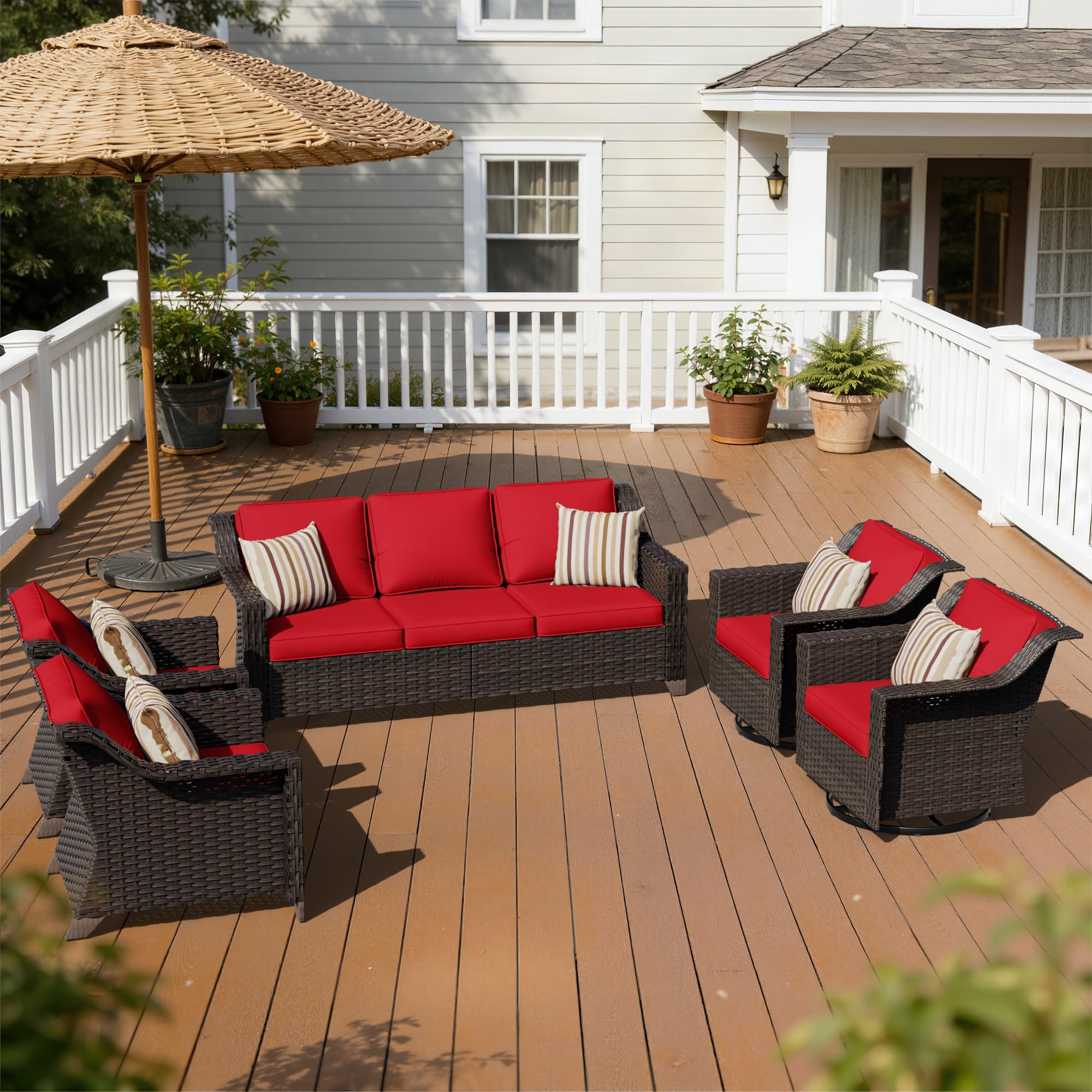 5 Piece Patio Furniture Set, Wicker Outdoor Conversation Set