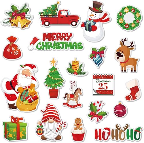 Whaline 40 calcomanías de gel gruesas de Navidad con bonito Papá Noel muñeco de nieve gnomo de alce reutilizables para ventana de feliz Navidad para Whaline 40 calcomanías de gel gruesas de Navidad con bonito Papá Noel muñeco de nieve gnomo de alce reutilizables para ventana de feliz Navidad para