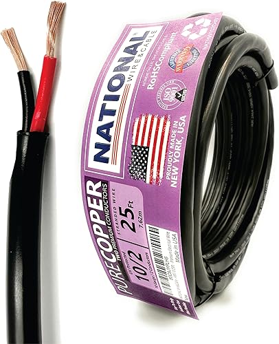 NATIONAL Wire&Cable - Cable eléctrico de alta calidad de calibre 10 y 2 conductores - Fabricado en Estados Unidos - Cable de alimentación de PVC