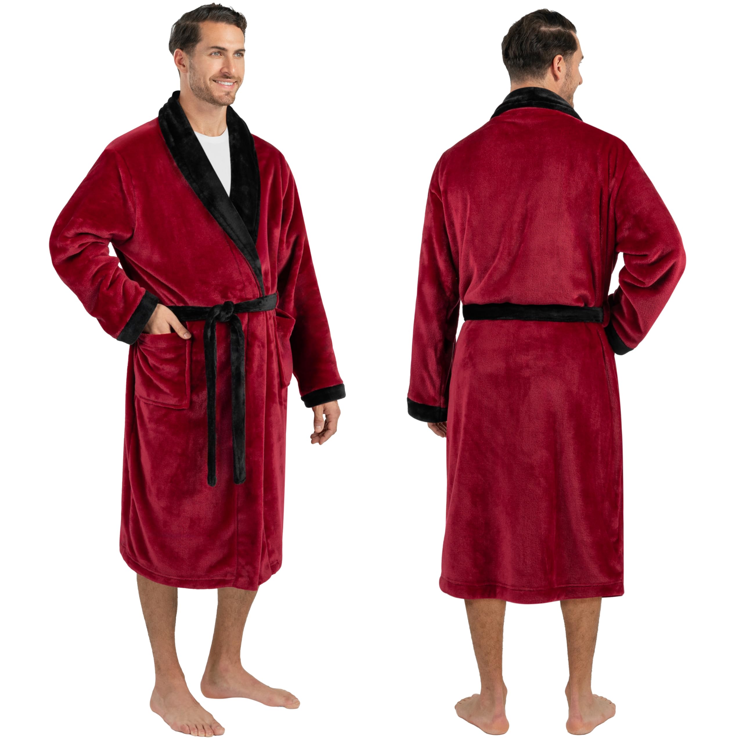 PAVILIA Mens Soft Robe Bathrobe for Men Lightweight Fleece Male Robe Long Bath Shower Spa