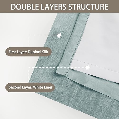 Miniatura 4 de ChadMade Cortina de seda Dupioni 100% filtrante de luz para dormitorio principal, elegante bolsillo para barra de cortina, pestaña trasera,