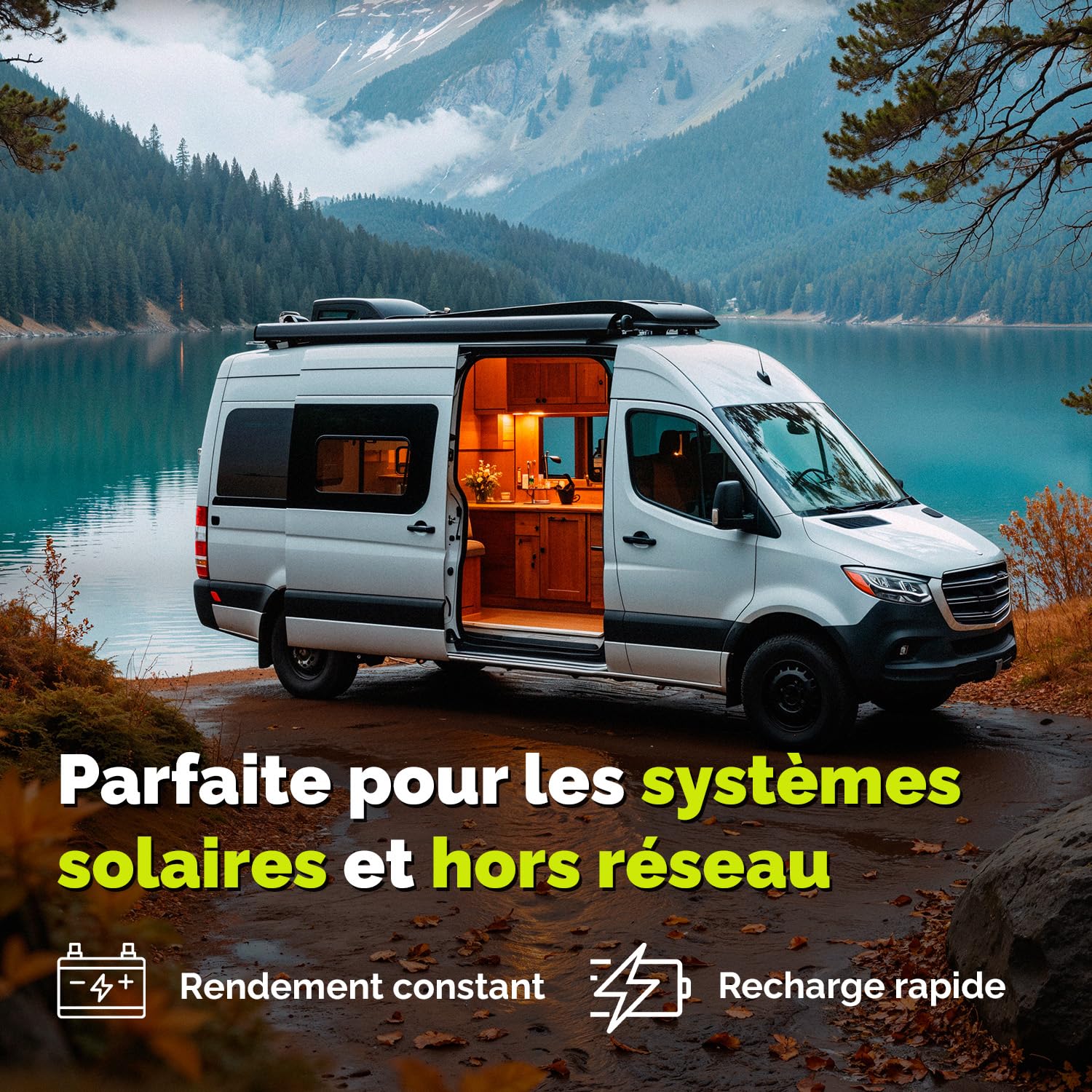 Electronicx Batterie AGM 12V 100Ah pour caravane – 100 ah Batterie auxiliaire étanche, sans entretien, à décharge profonde, pôle positif à droite – pour caravane, système solaire