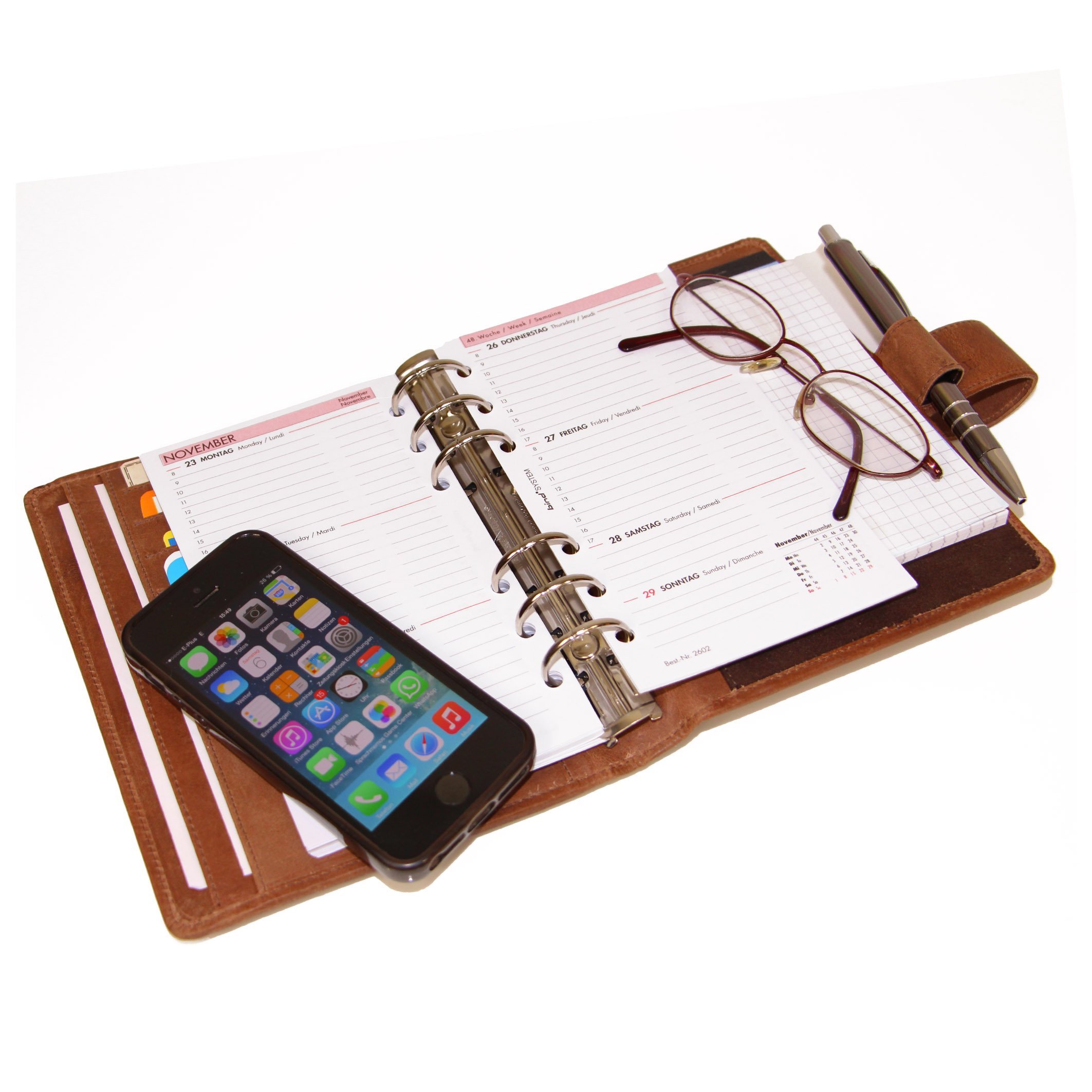 ALMADIH Leder A6 Terminplaner Kalender 2026 Notizblock Premium Rindsleder BV Geschenkbox Ledermappe Mappe Schreibmappe Organizer Terminkalender Ringbuchmappe Pocket Kompakt braun (A6 Ter vintage)