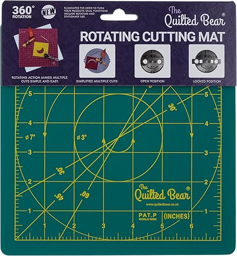 Miniatura 9 de The Quilted Bear Alfombrilla de corte giratoria de 7 x 7 pulgadas, alfombrilla de corte cuadrada autocurable de 360 con innovador mecanismo de