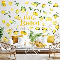 Vista 3 de Haull 6 hojas de calcomanías de pared de limón de verano, calcomanías de pared de limón para despegar y pegar, calcomanías bohemias de hojas