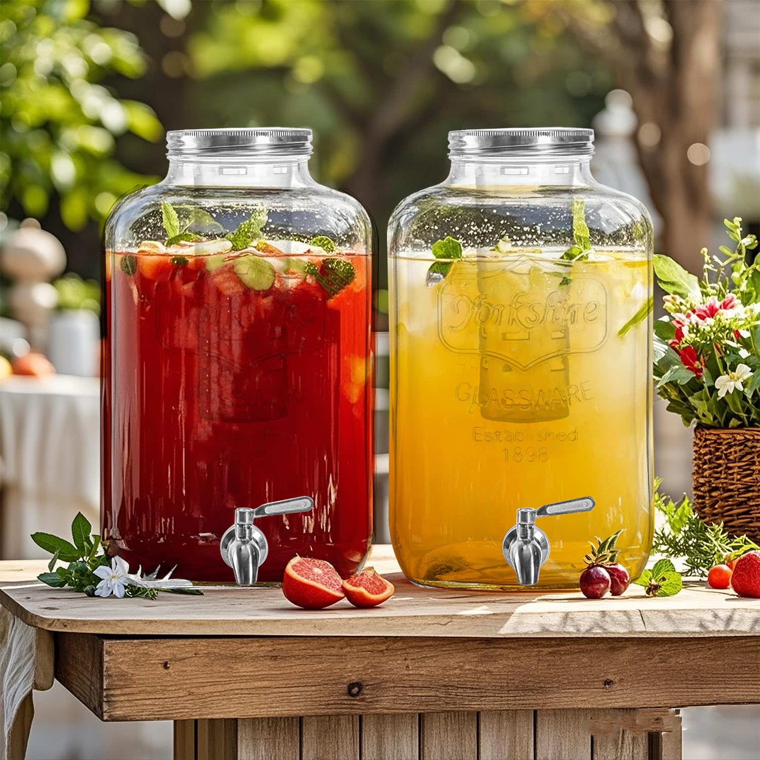 Dispensador de bebidas de vidrio de 2 galones