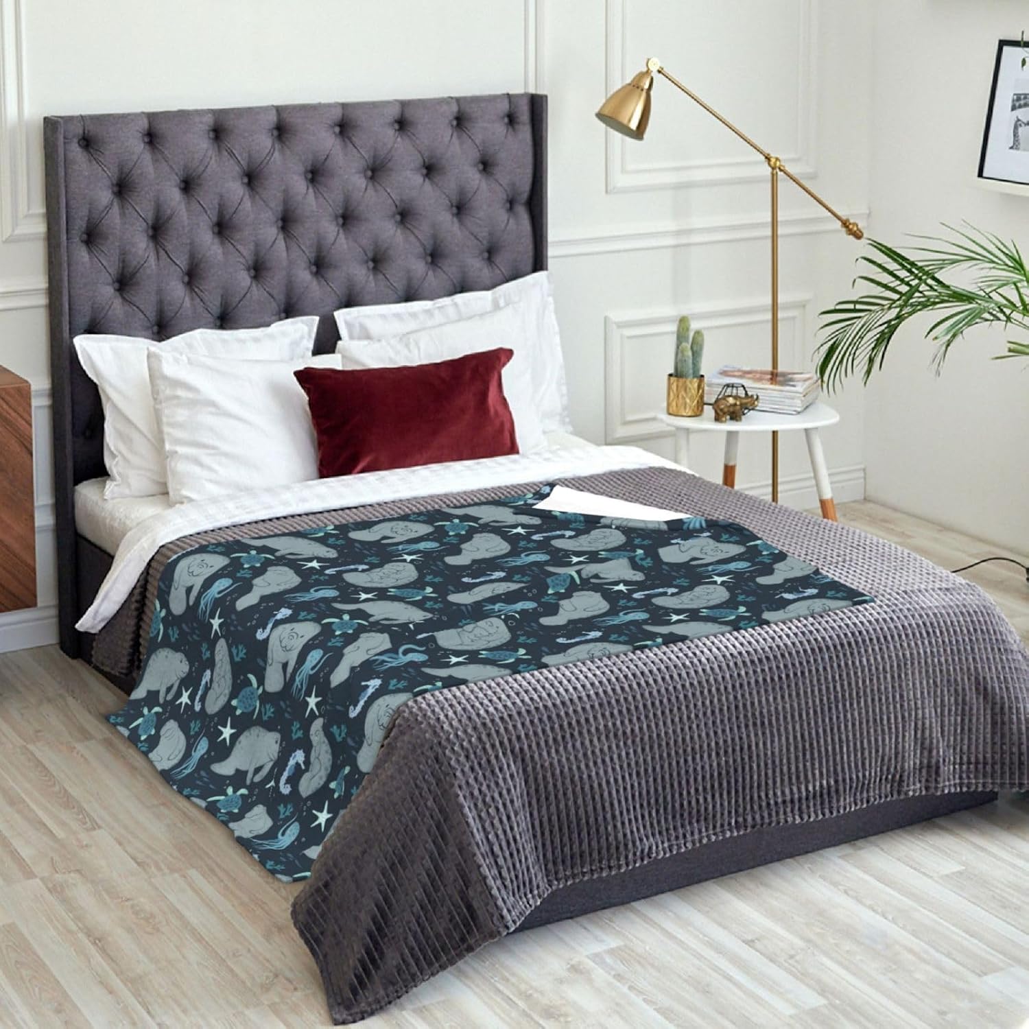 Manatee Throw Blanket - Soft Flannel Fleece Blanket, Lightweight & Cozy Warm Throw for Couch, Bed, Sofa - Cute Sea Cow Design for Adults & Women Men 80"x60" - Image 7