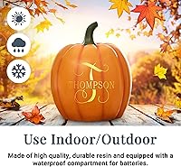 Vista 8 de Let's Make Memories - Calabaza personalizable con luz y apellido familiar e inicial para decoración otoñal de Halloween, para interiores y Crema