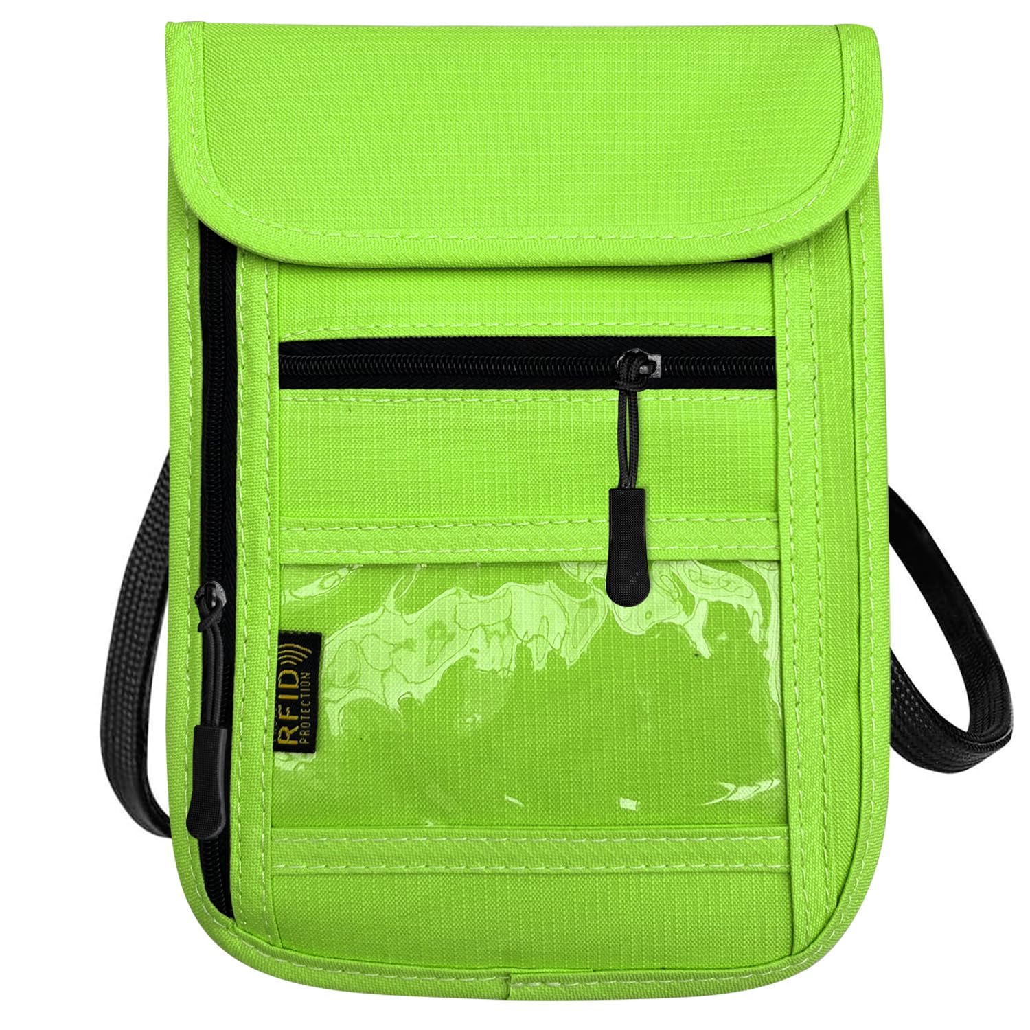 RFID Blocking Travel Neck Wallet Pouch and Passport Holder, Travel Neck Pouch Passport Holder for Women &amp; Men - Green