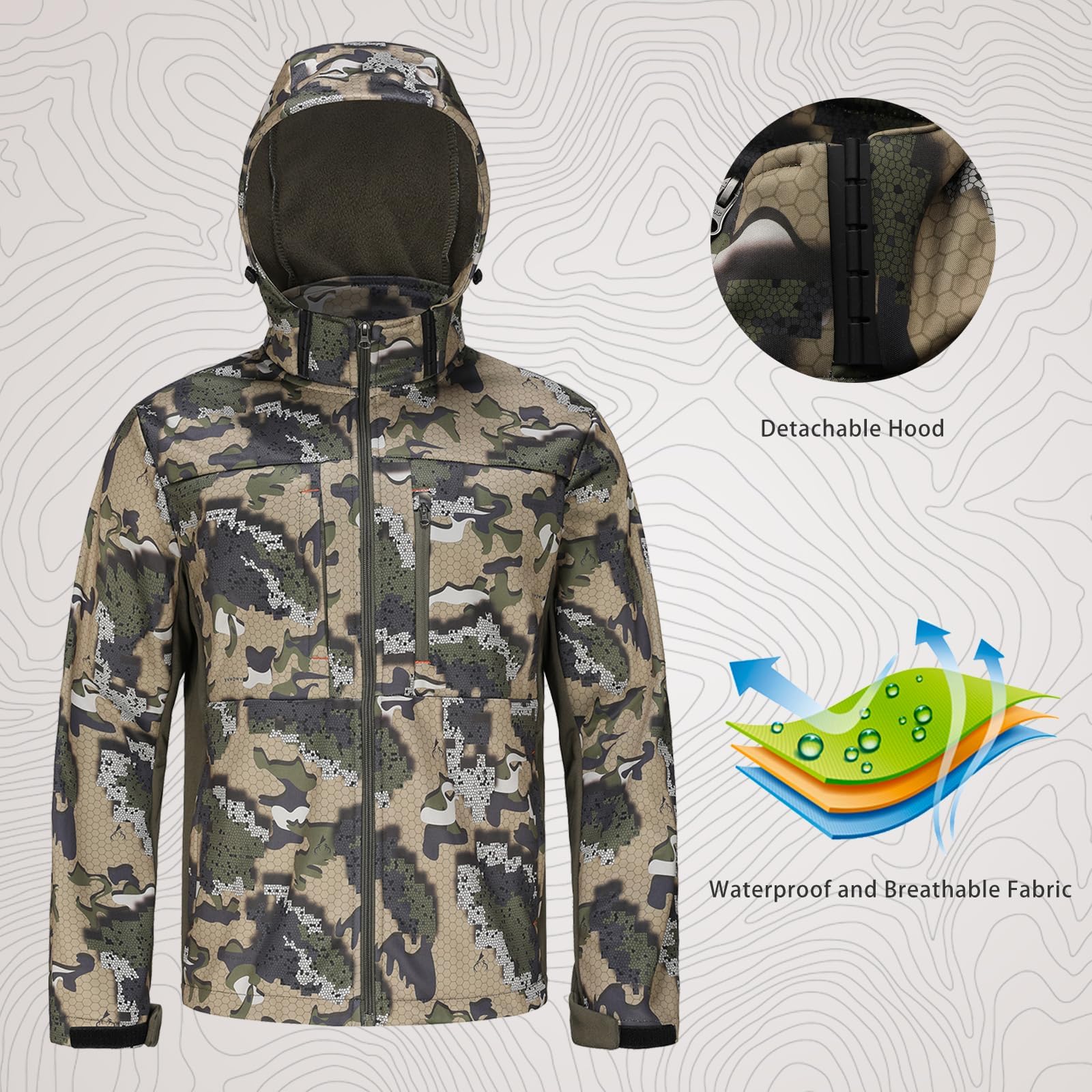 UIIHUNT Hunting Clothes for Men with Fleece Lining: Safety Strap Compatible Water Resistant Silent Hunting Jacket and Pants
