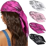 AWAYTR 27.5” Silk Satin Square Head Scarf - 4PCS Satin Head Scarves for Women Hair Kerchief Bandanas Sleeping Head Wraps