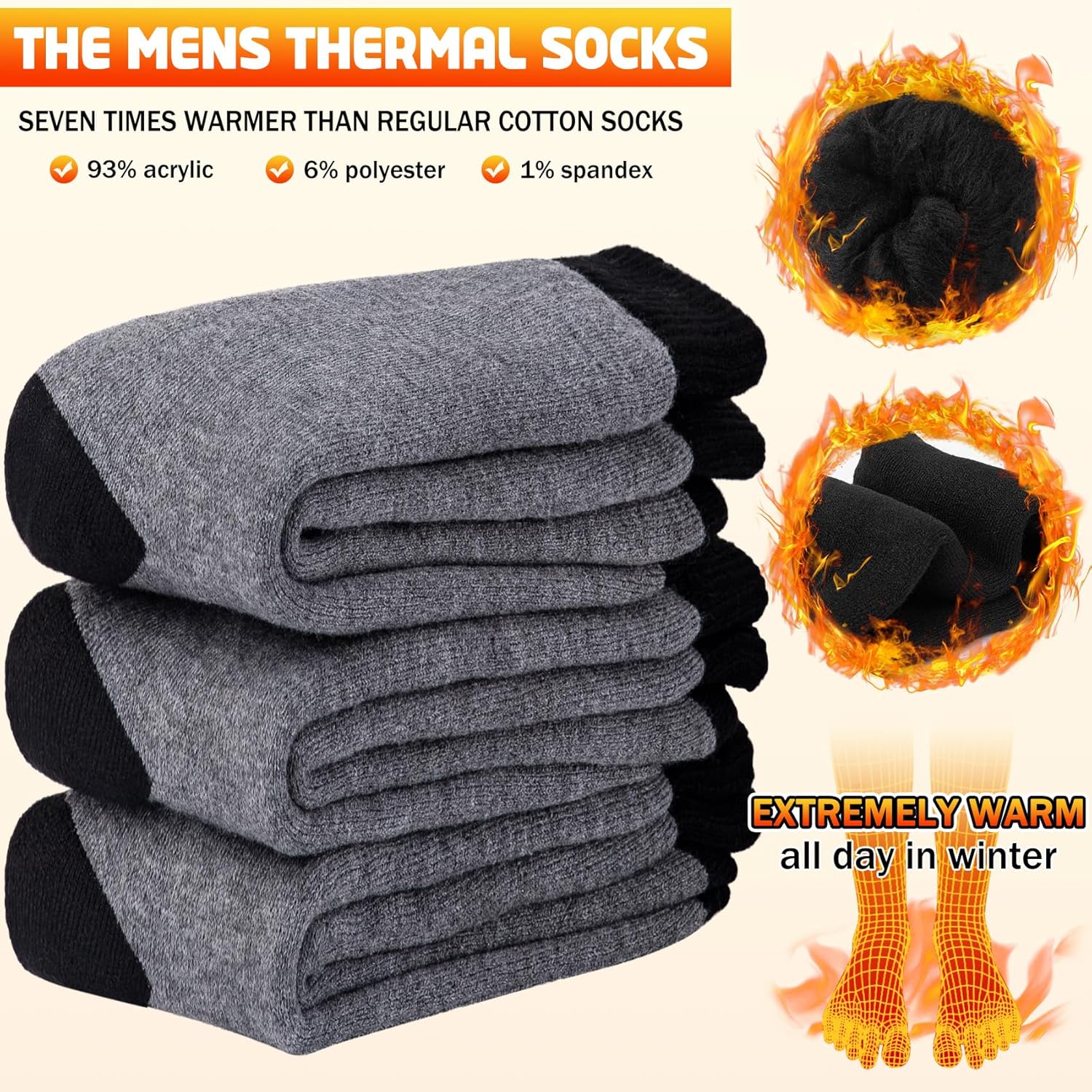 Thermal Socks for Men, Winter Warm Socks Mens for Cold Weather Extreme Temperatures - Image 3