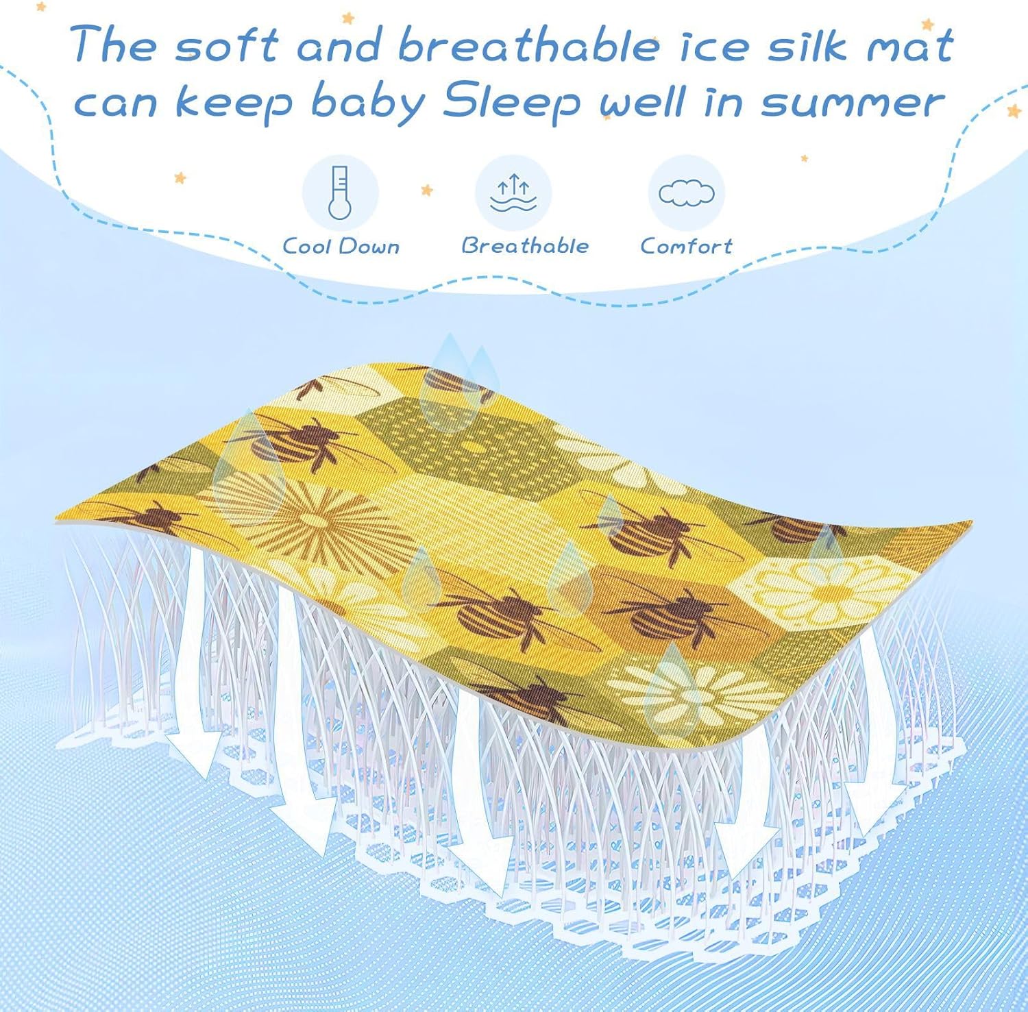 Cooling Baby Play Mattress 28" x 52" Absorbent Honey Bumble Bee Beekeeper Bed pad for Baby&Toddler