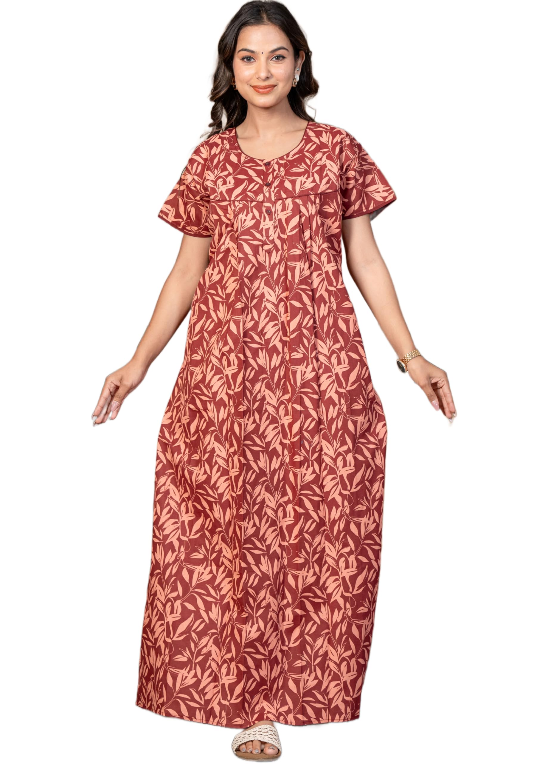 Dheeraj Designers Women’s Nighty Nightdress Nightgown Maxi | Cotton Nightwear Set | Comfortable Sleepwear | with Pocket-picture-29