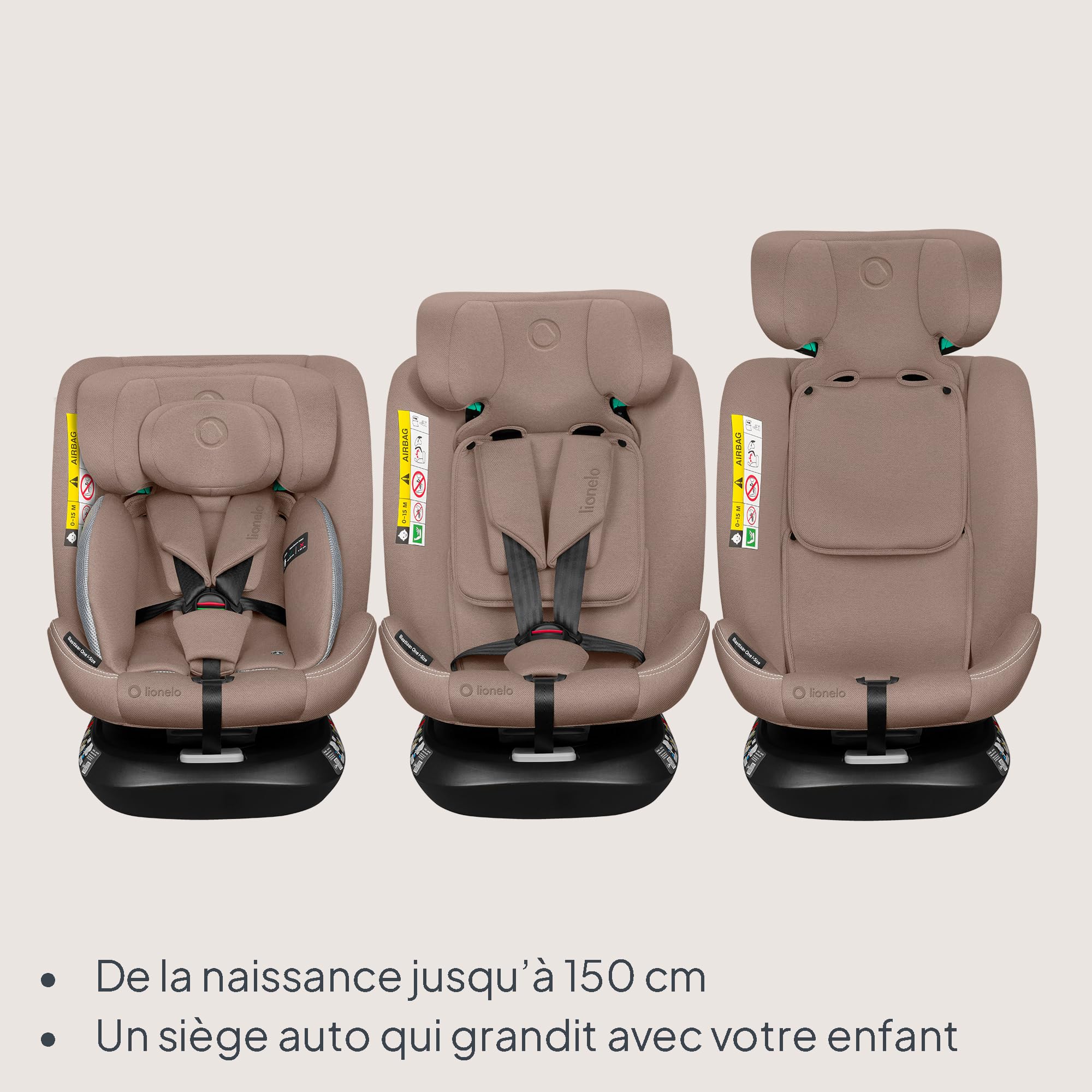 Lionelo BASTIAAN ONE I-SIZE Siège Auto Pivotant 360°, de 0 à 36 kg ISOFIX | Installation Face et Dos à la Route, Groupe 0/1/2/3, (40 à 140 cm) pour les Enfants, ISOFIX Sangle TopTether