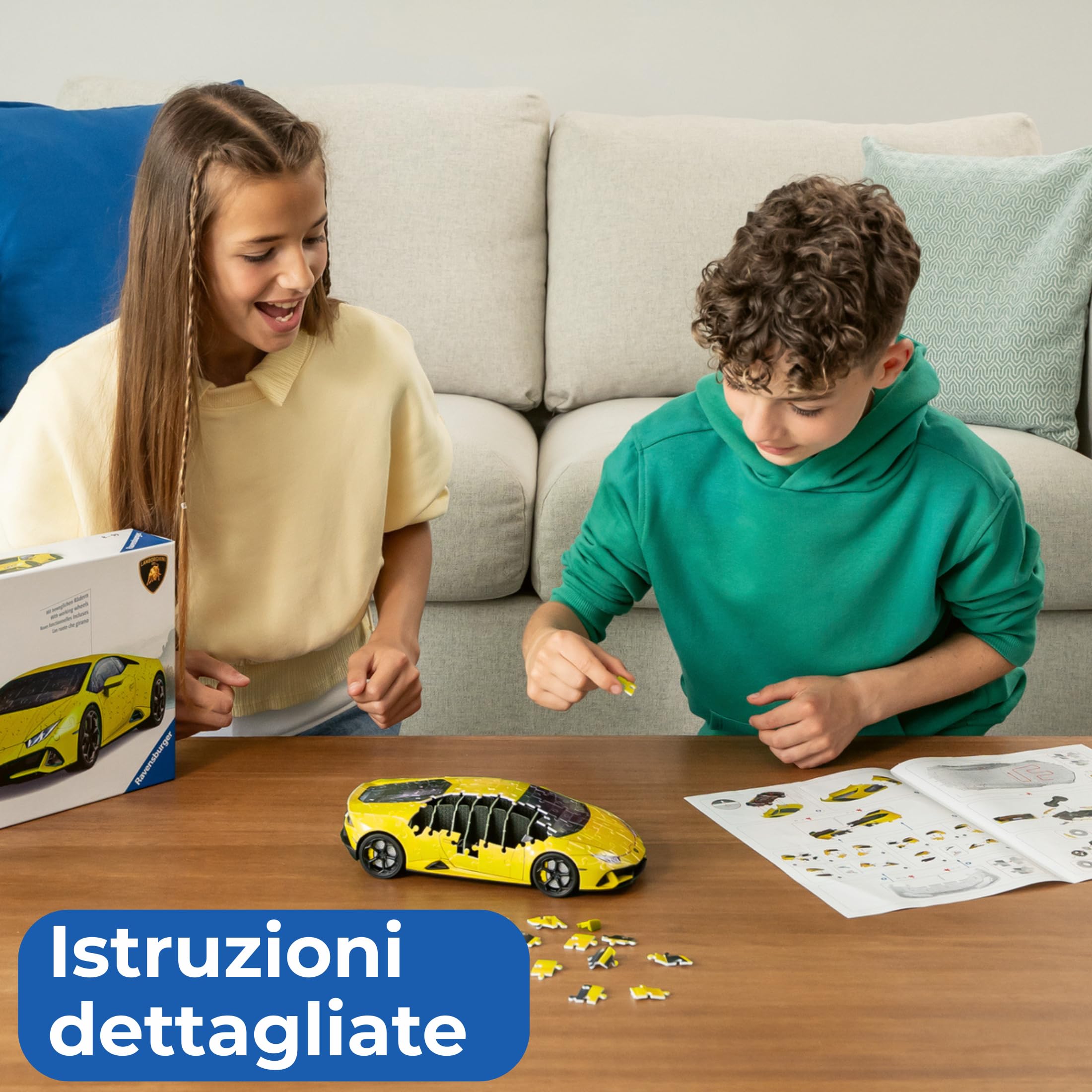 Ravensburger - Puzzle 3d Lamborghini Giallo | Puzzle 3d Per Adulti E Bambini A Partire Dagli 8 Anni | Modellismo Da Costruire Adulti Di 156 Pezzi | Regalo Bambino 8 Anni Maschio E Più