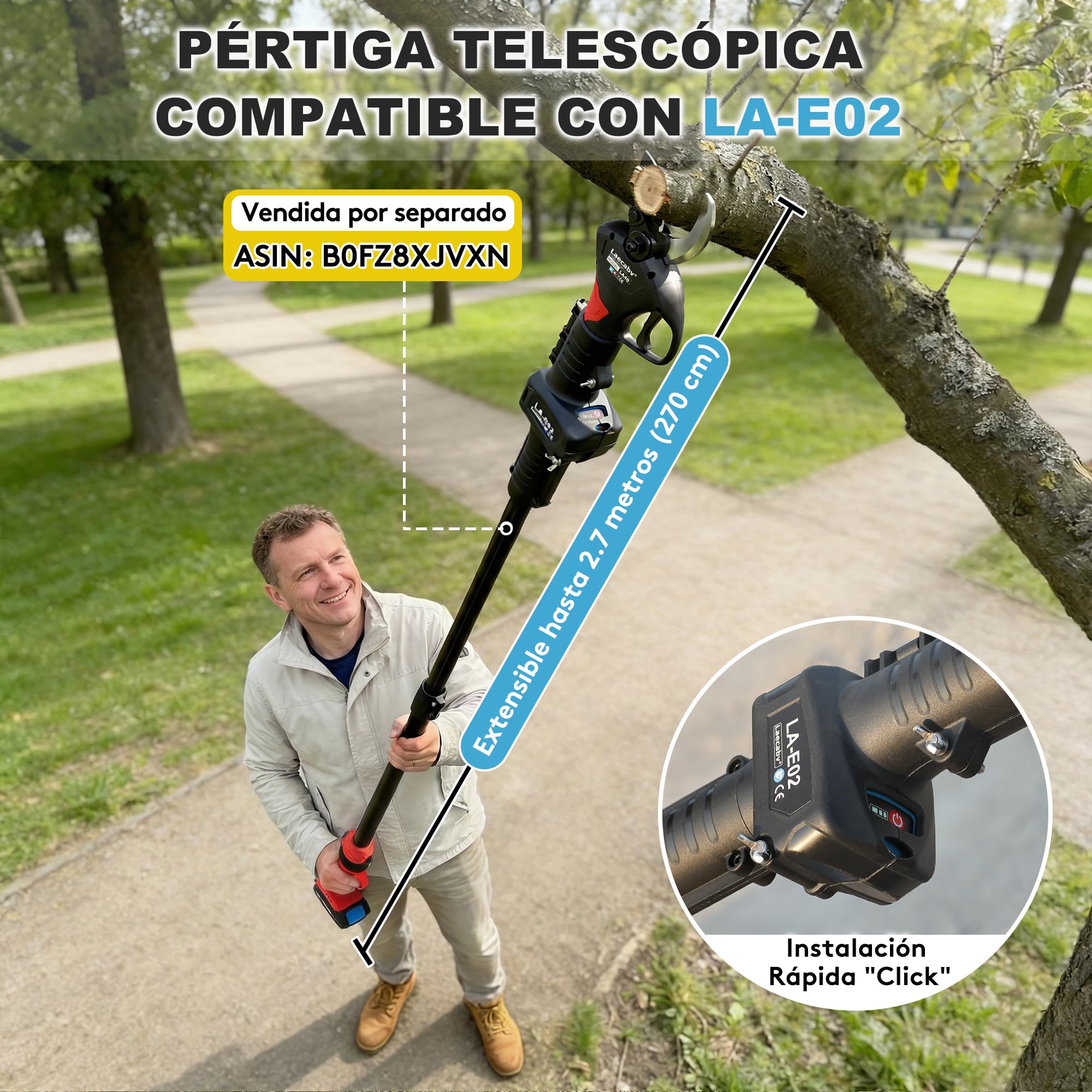 Laecabv Tijeras de podar electricas 40mm tijeras de podar bateria progresivo podadora eléctricas 2 Recargable Litio Batería para jardinería viñedos árboles frutales