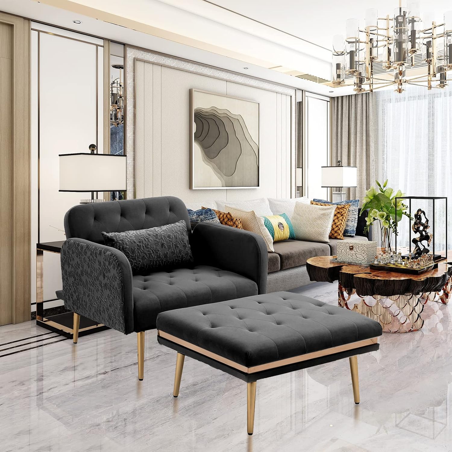 Accent Chair with Ottoman, Lounge Chair for Living Room