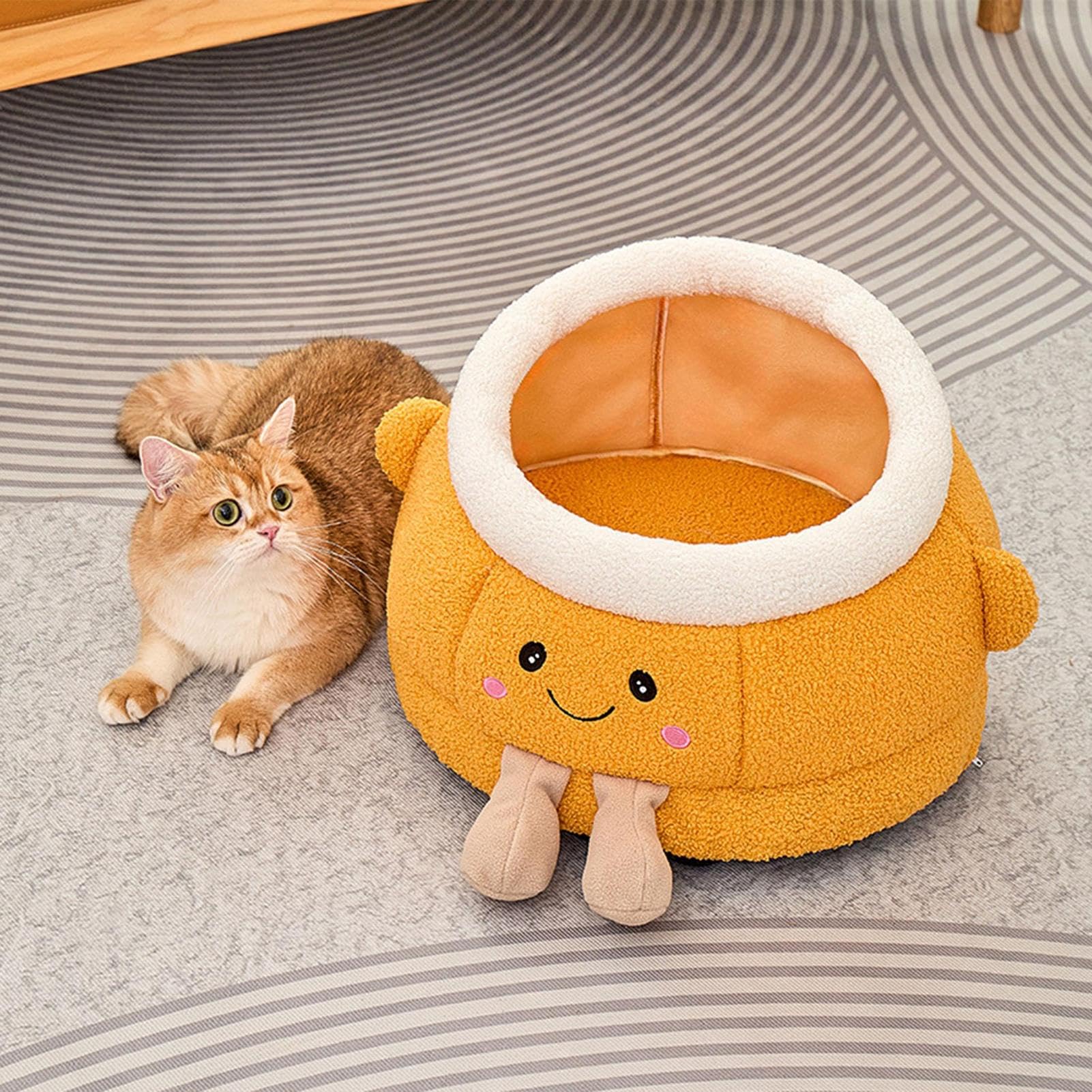 Cama Cerrada Gatos Suministros Para Perros Lindos Y De Naranja Cálido | Cama Cueva Para Gatos Para Exteriores Invierno Viaje Coche Camping Escritorio Mesilla Ventana Sillón Sofá Habitación