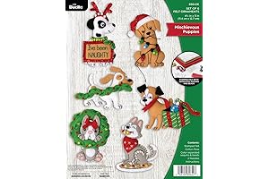 Bucilla Felt Applique 6 Piece Christmas Ornaments for DIY Holiday Decorations