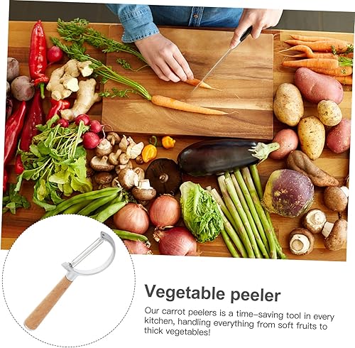 Miniatura 7 de Uonlytech Peeler creativo con mango de madera, pelador de frutas y verduras, fácil de usar para manzanas y productos frescos con diseño compacto