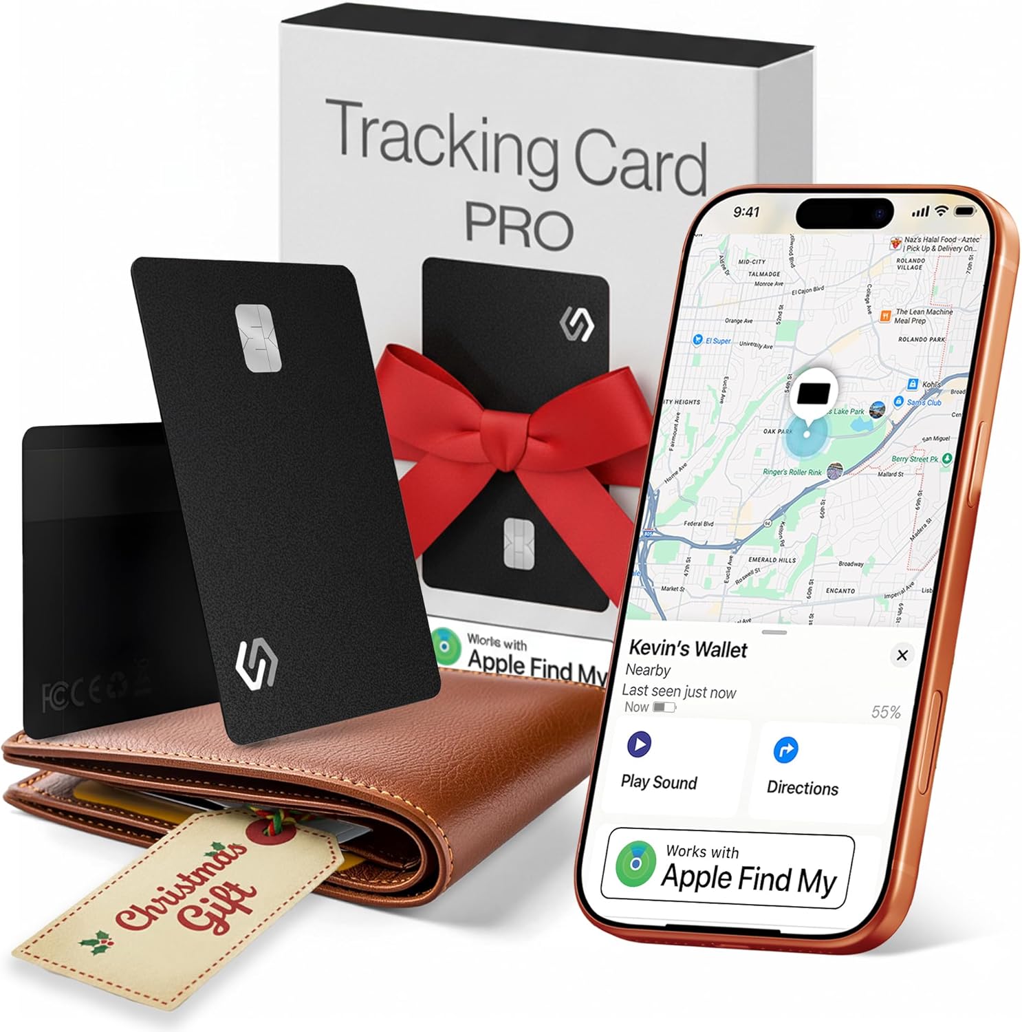 SPOTMINDERS Apple MFi Certified Credit Card Wallet Tracker PRO (iOS Only) Works with Apple Find My Tracking Card for Wallet Rechargeable Tag IP68 0.07in Slim iPhone Item Finder for Luggage Tags Purse Black (Pack of 1)