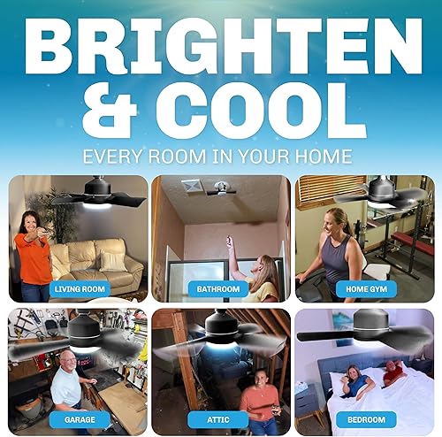 Miniatura 5 de Ventilador de enchufe original  Ventiladores de techo negros con luces y control remoto, ventilador de techo fácil de instalar con repuesto para