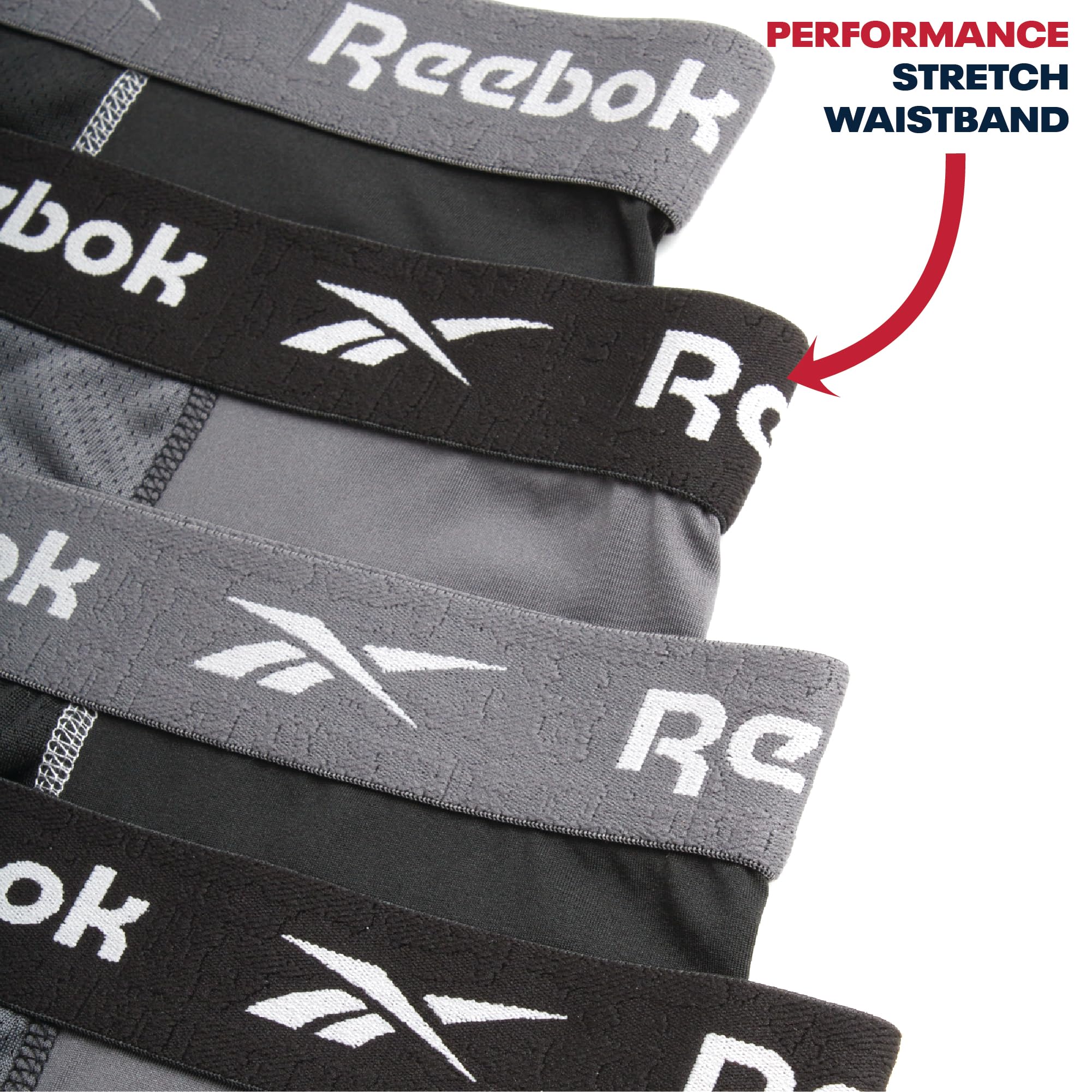 Reebok Herren Rdm 4pk Pbb Retroshorts (4er Pack) | Athletic Stretch Performance Feuchtigkeitstransportierender Stoff, ohne Eingrifftasche, etikettenfreier Bund
