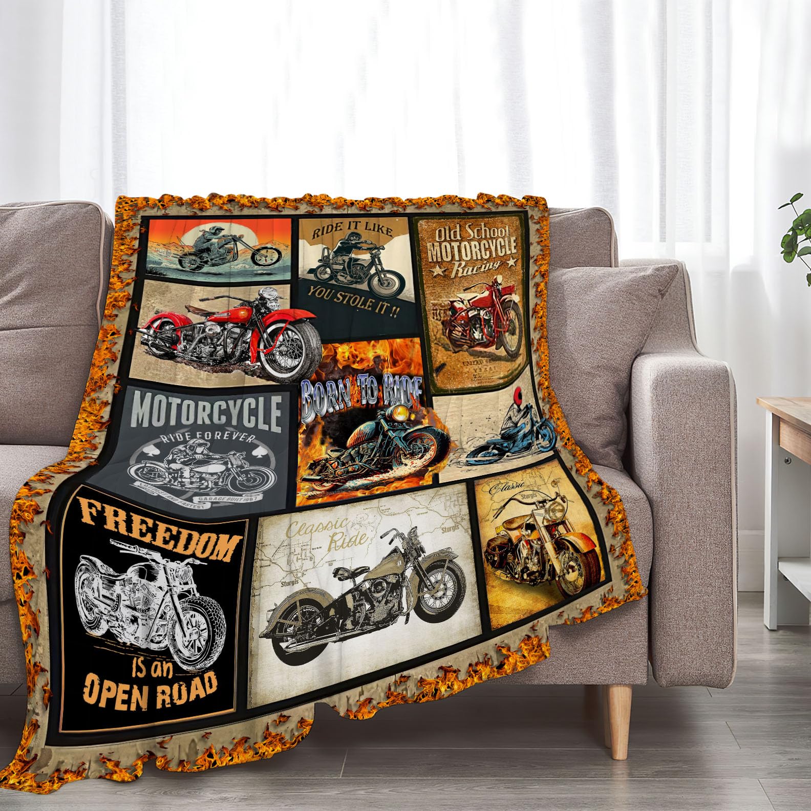 ATOurDealss Motorcycle Blanket Motorcycle Gifts for Girls Boys Motorcycle Throw Blanket for Winter Couch Sofa Bed Soft Warm Flannel Fleece for Kids Adults 40"x50"