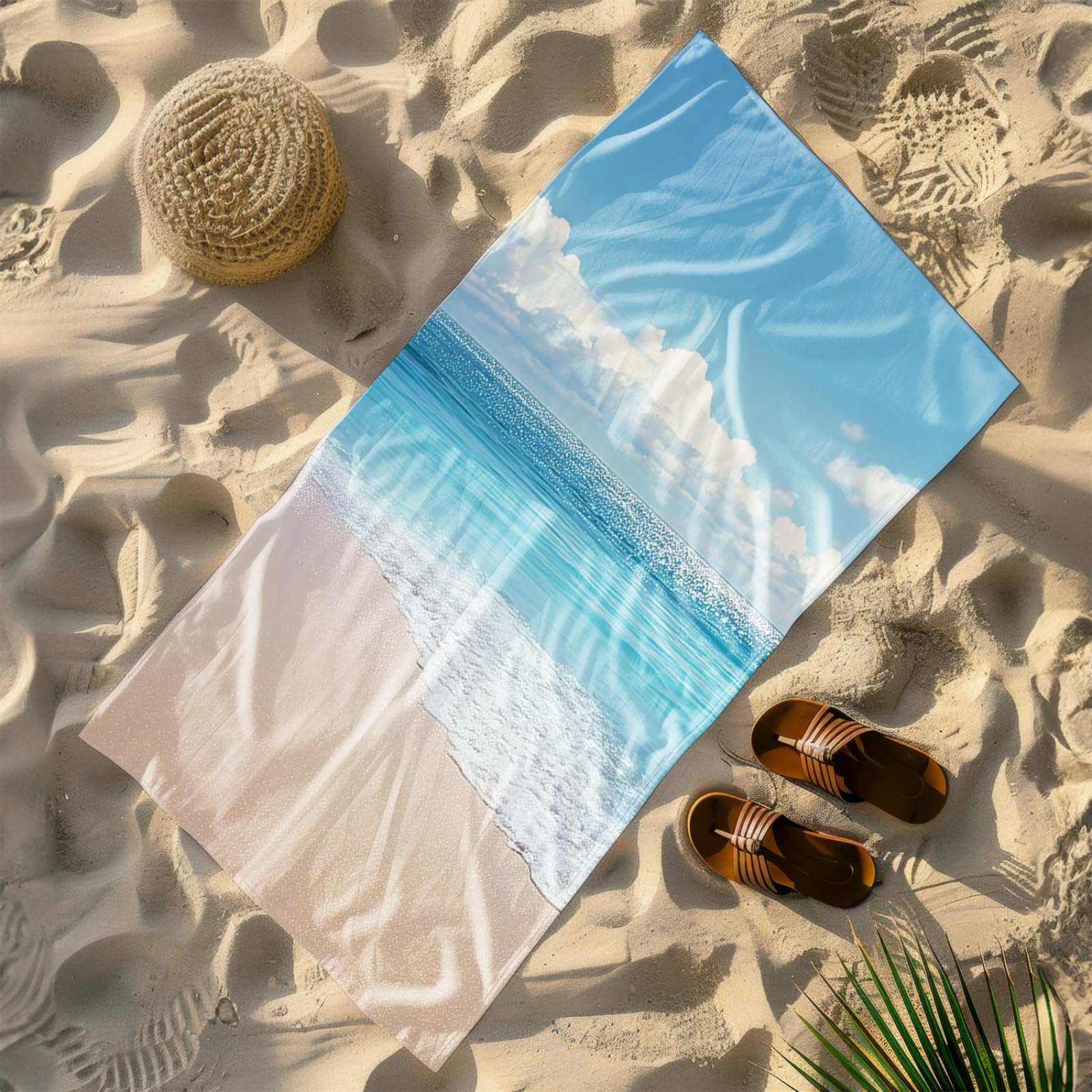 Genérico Toalla Playa Grande Playa Azul Amarillo Microfibra Secado Rápido Oversize Toalla Sin Arena Súper Ligera Piscina Camping Picnic Yoga Gimnasio Y Deportes Viaje