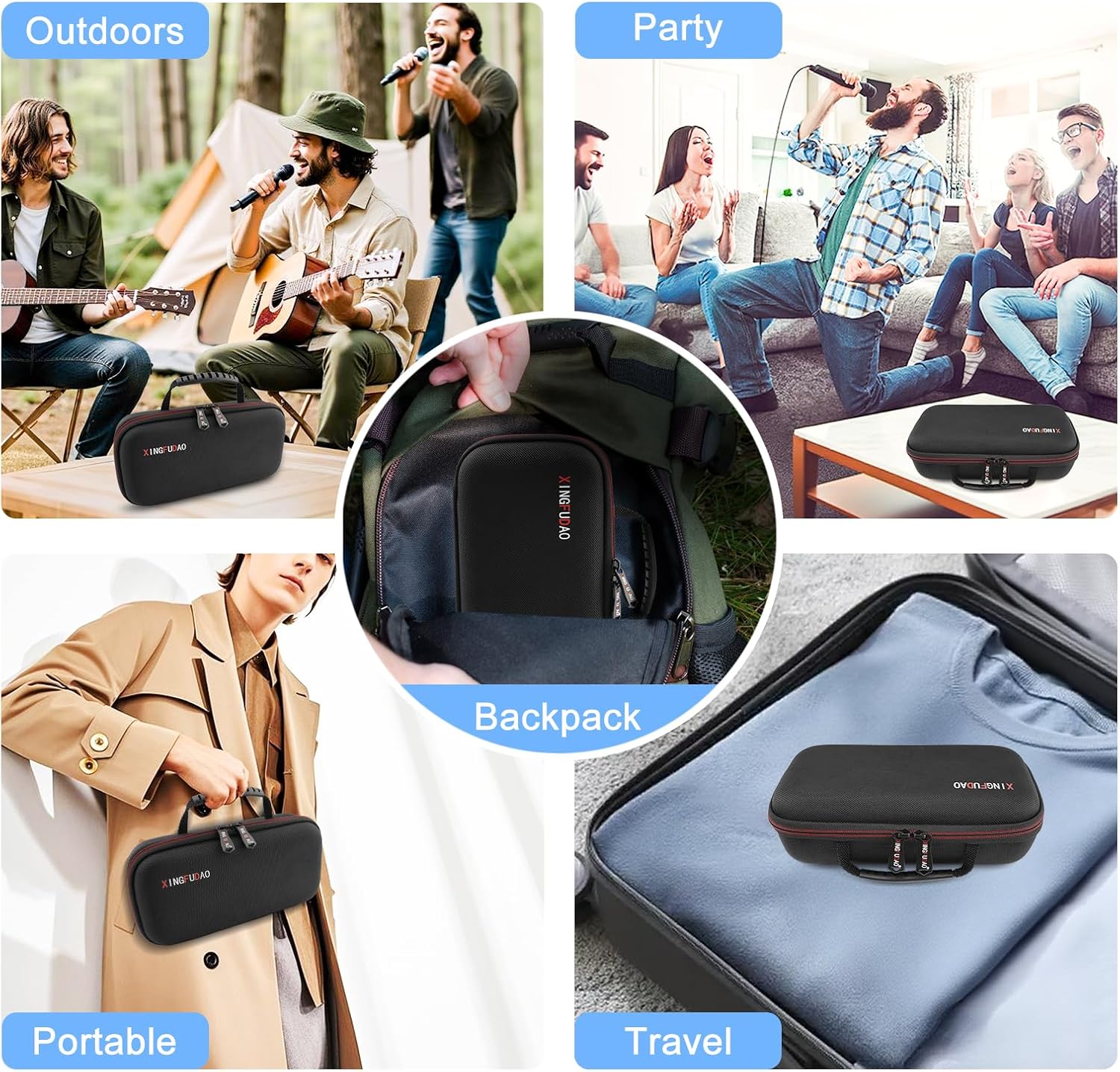 XINGFUDAO Wireless Microphone Case Compatible with JBL Wireless Two Microphone, Carrying Case for 2 Handheld Mic, Mic Storage and Travel Bag, Black - Image 6